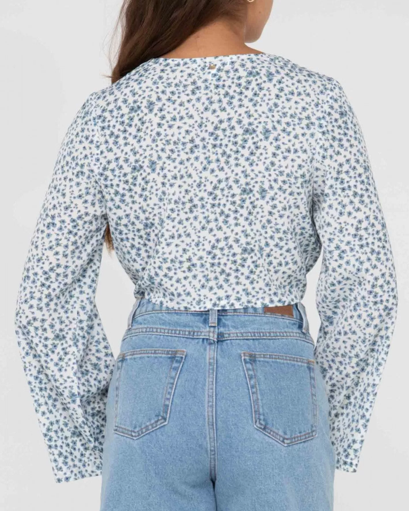 Mujer Rusty Camisa Corta Con Estampado Floral Y Lazo En La Parte Delantera De Balnear