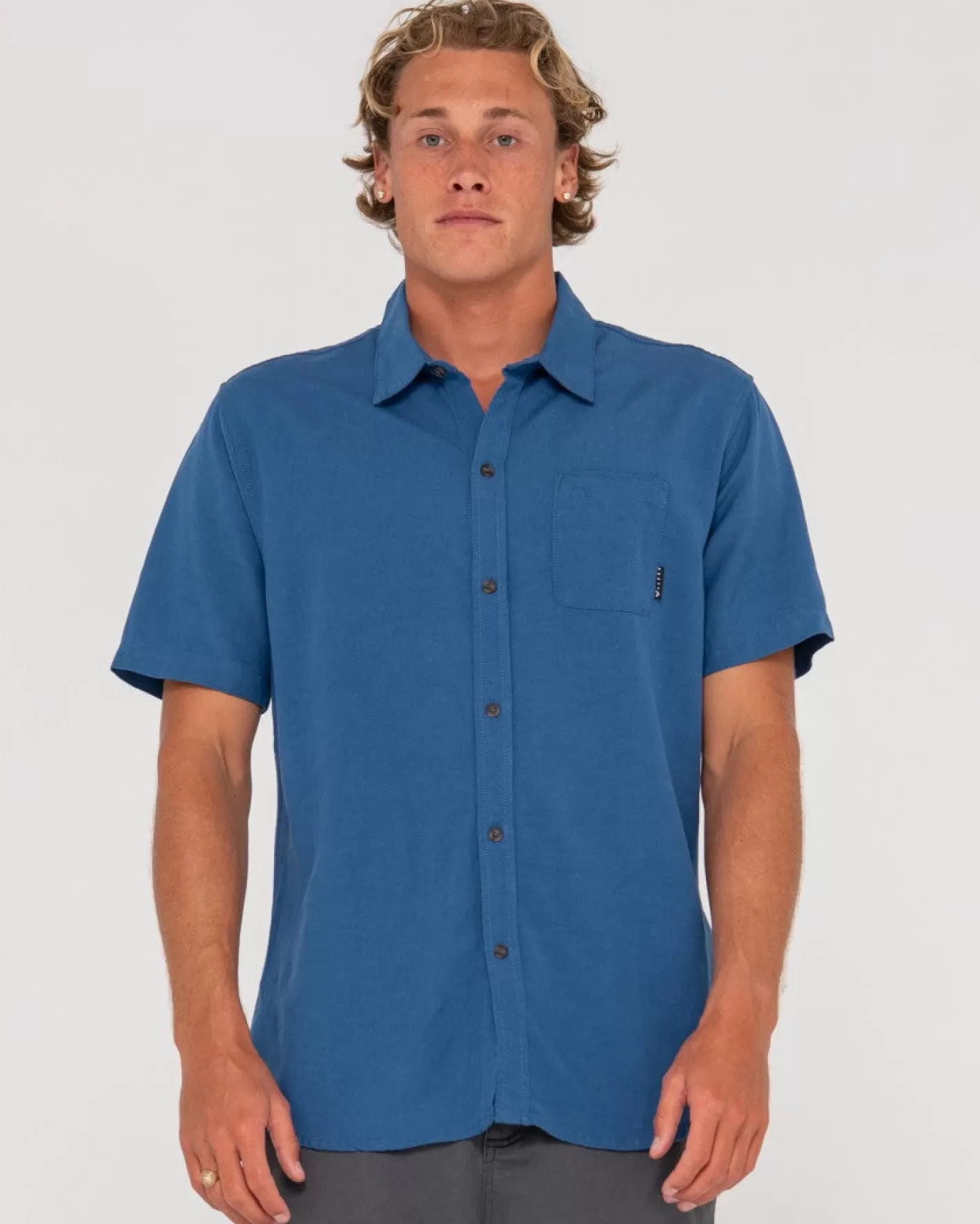 Hombre Rusty Camisa De Lino De Manga Corta Overtone