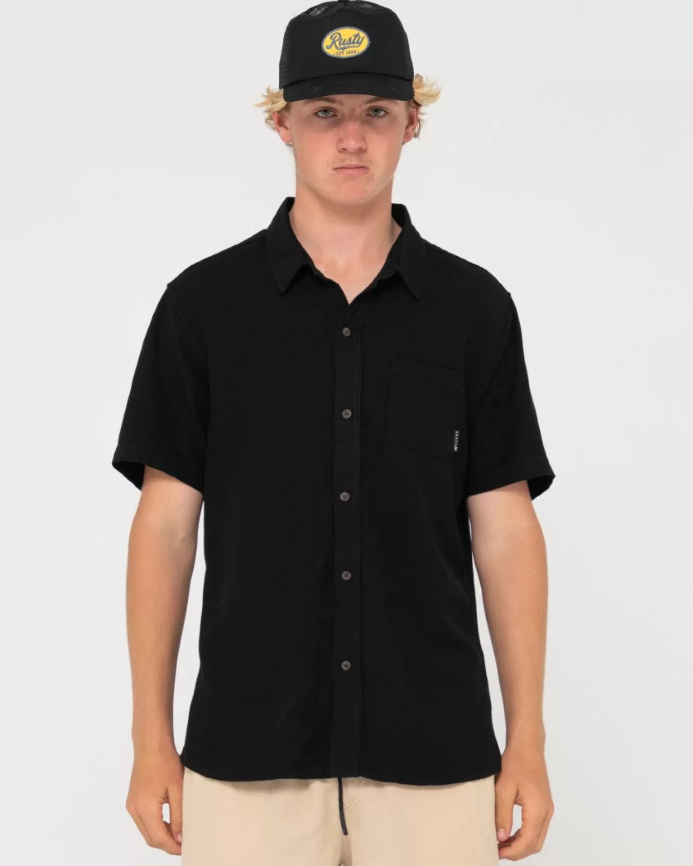Hombre Rusty Camisa De Lino De Manga Corta Overtone