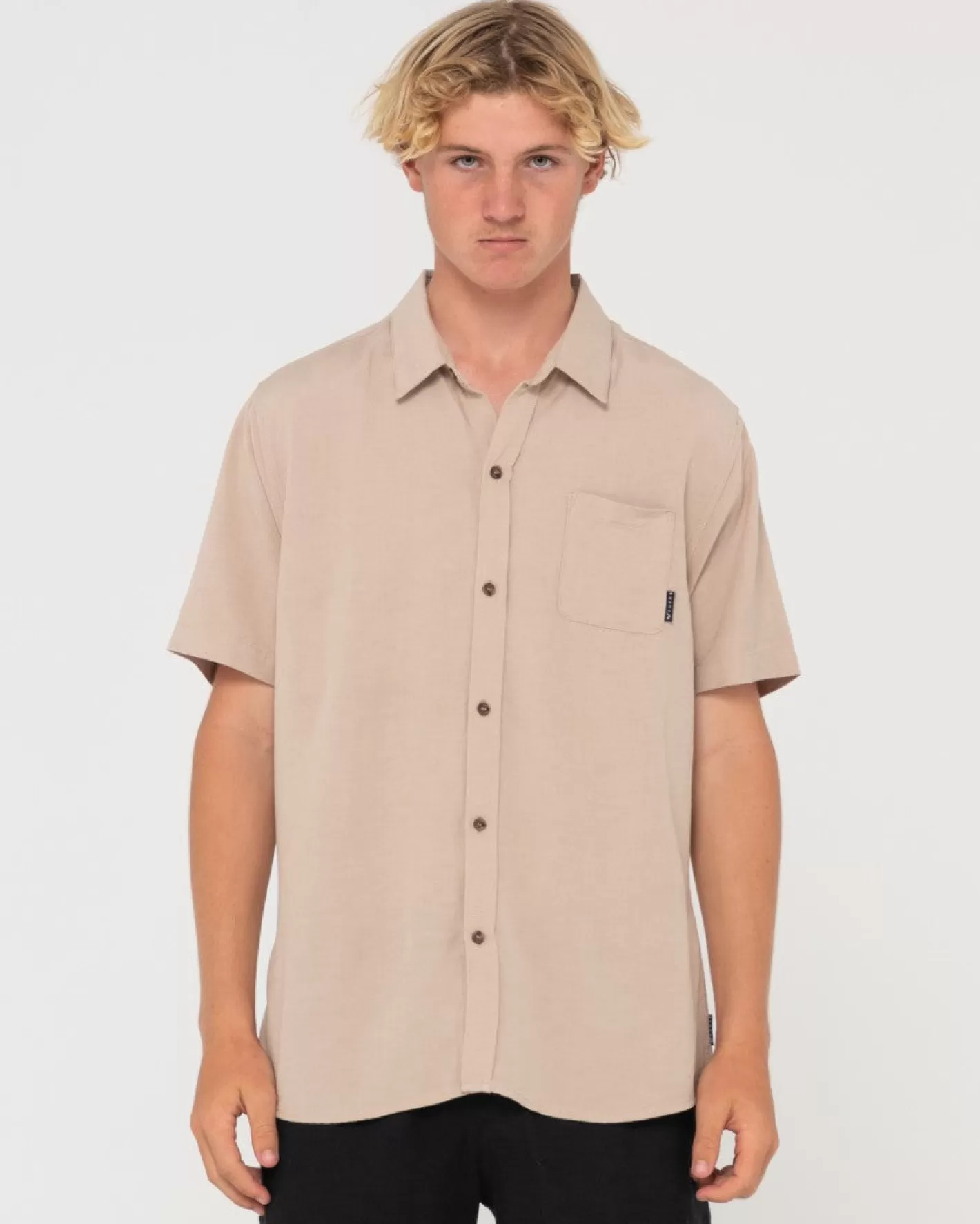 Hombre Rusty Camisa De Lino De Manga Corta Overtone