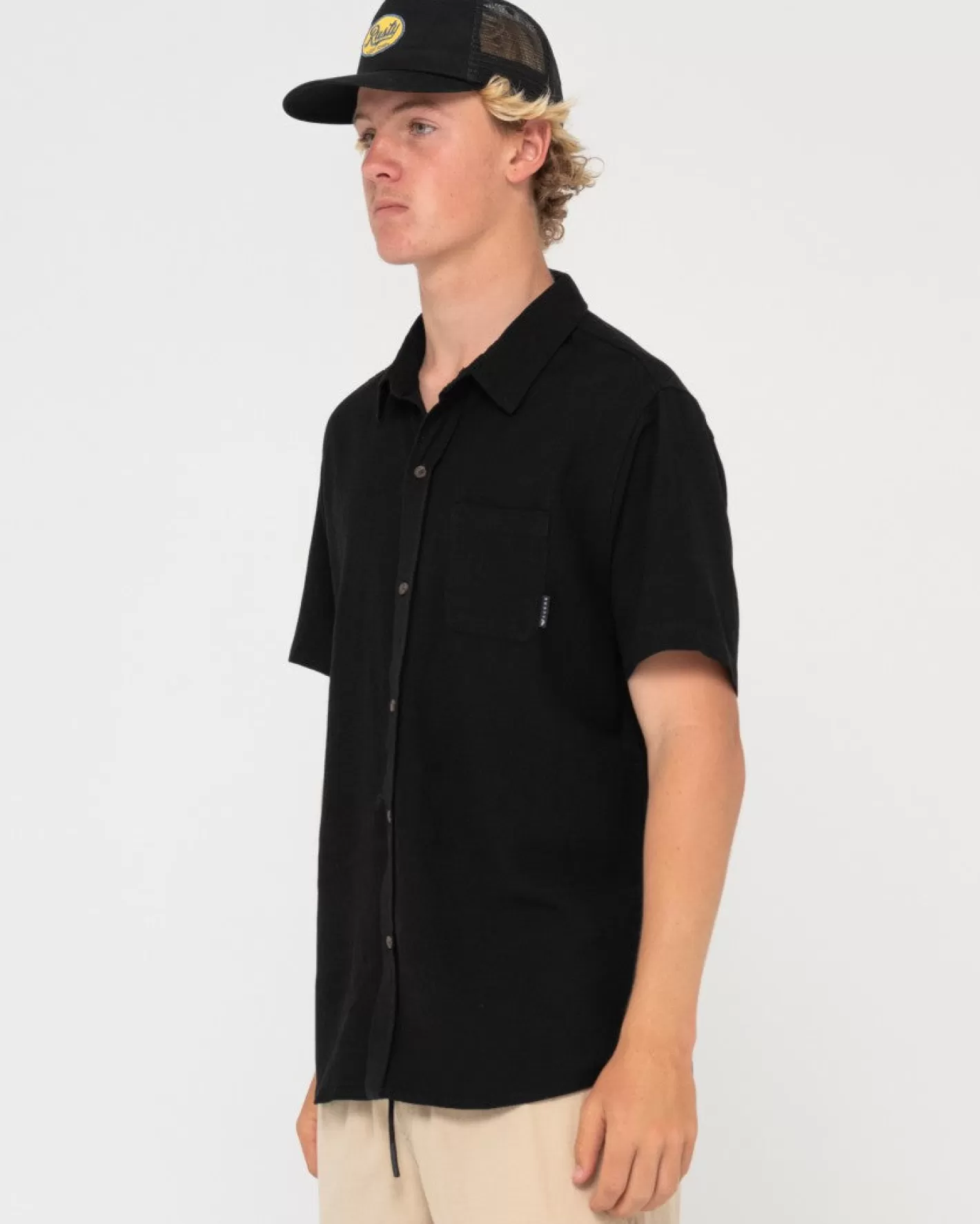 Hombre Rusty Camisa De Lino De Manga Corta Overtone