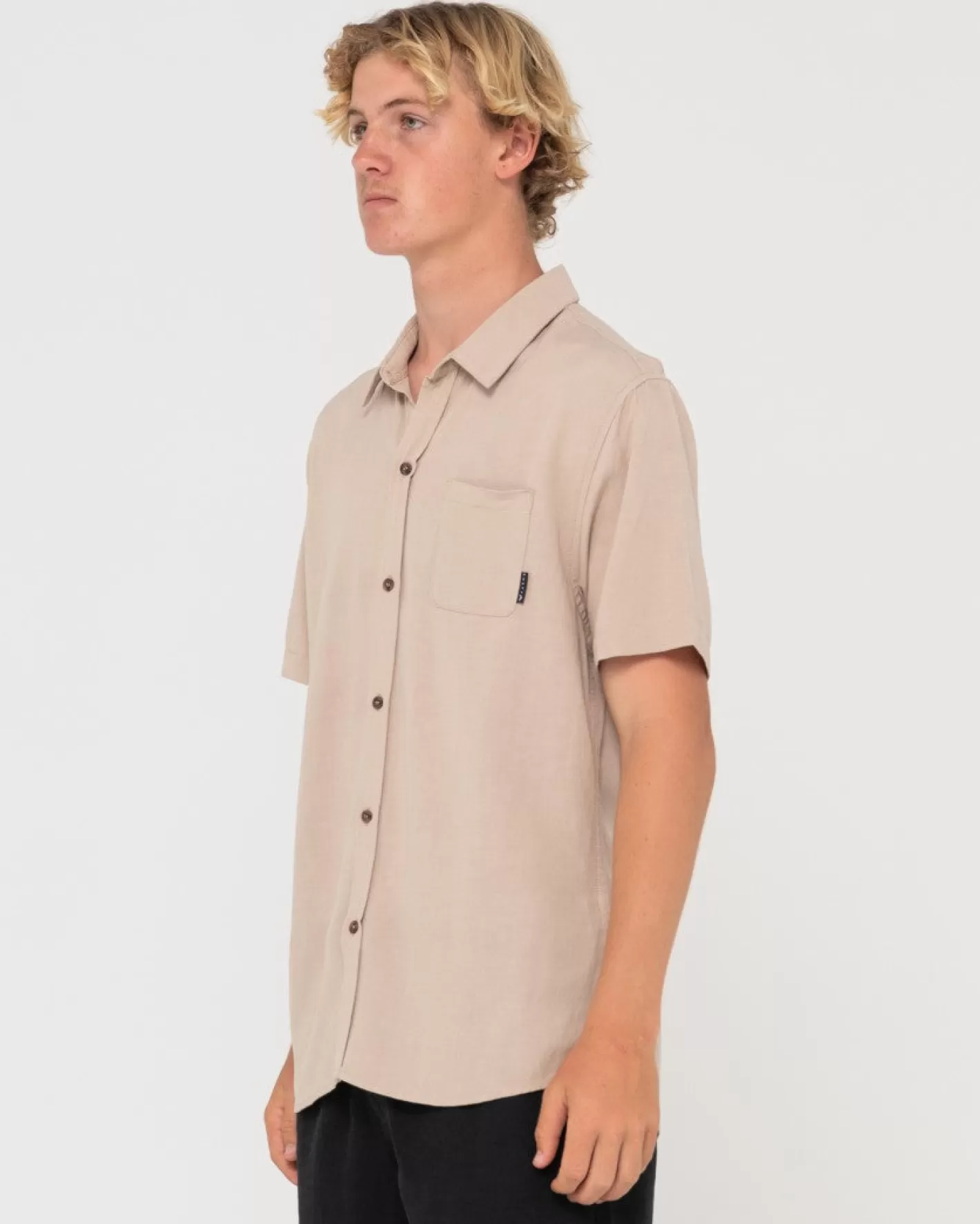 Hombre Rusty Camisa De Lino De Manga Corta Overtone