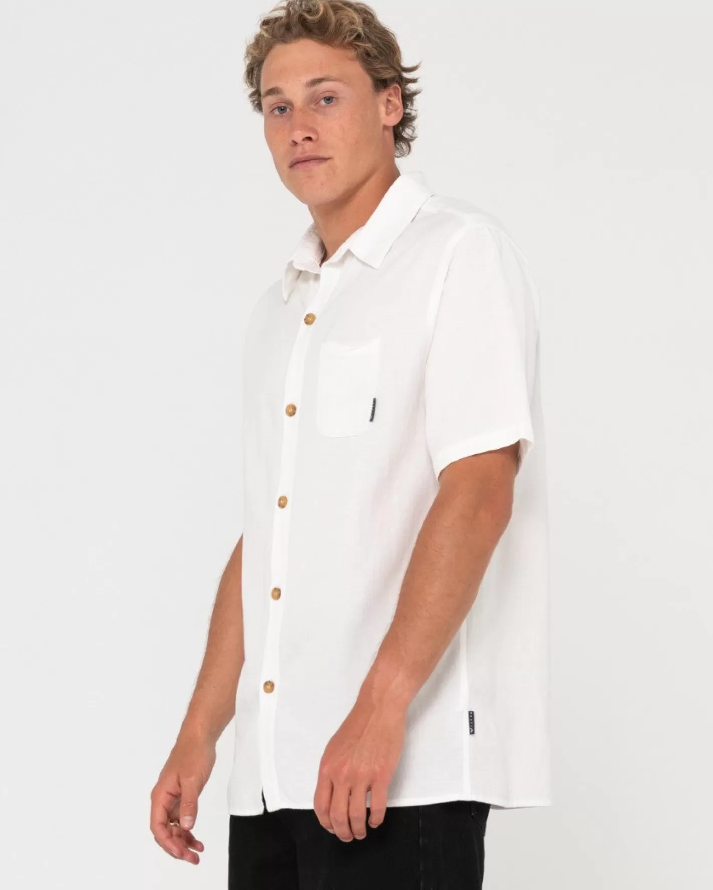 Hombre Rusty Camisa De Lino De Manga Corta Overtone