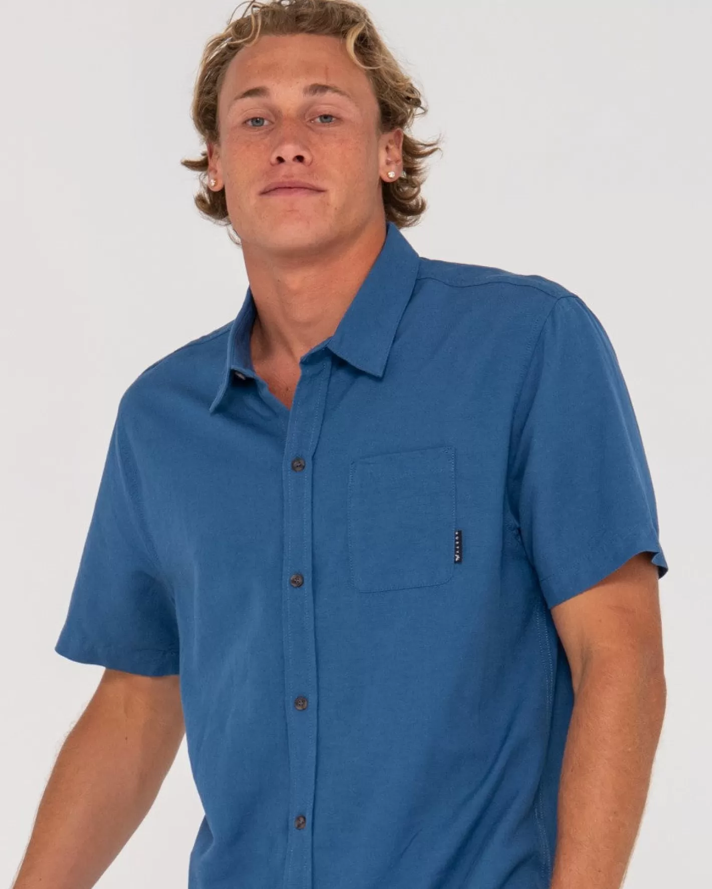 Hombre Rusty Camisa De Lino De Manga Corta Overtone