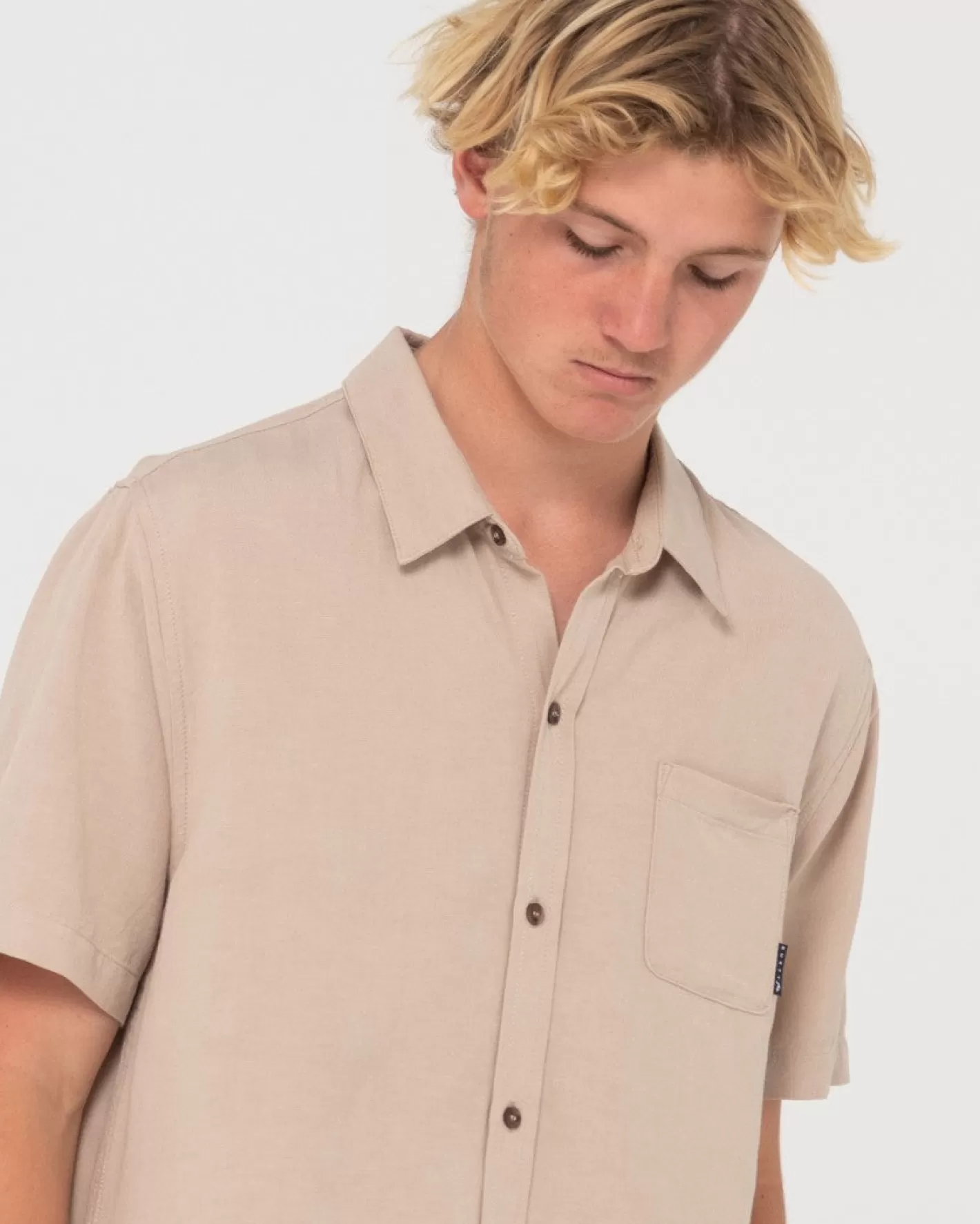 Hombre Rusty Camisa De Lino De Manga Corta Overtone