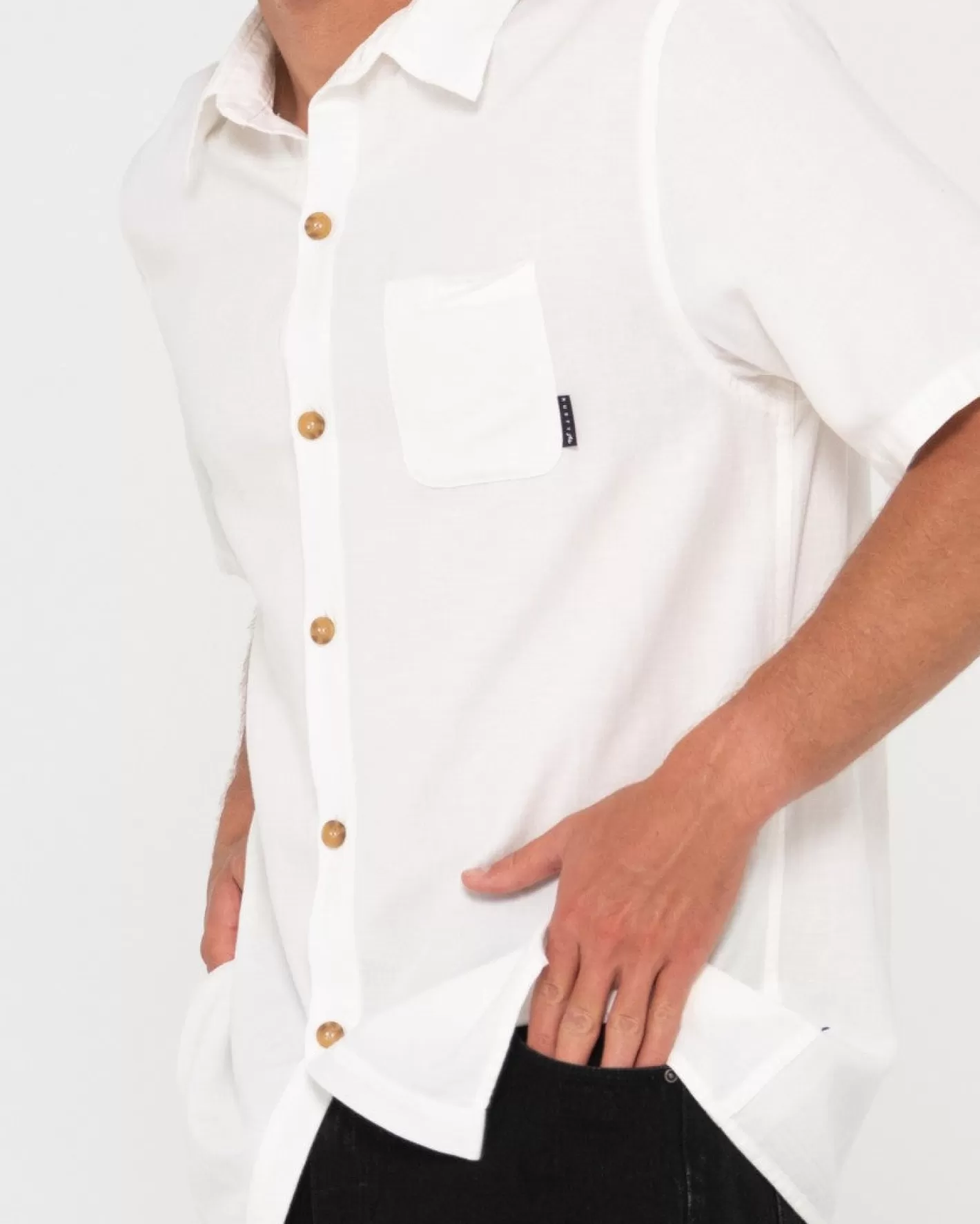 Hombre Rusty Camisa De Lino De Manga Corta Overtone