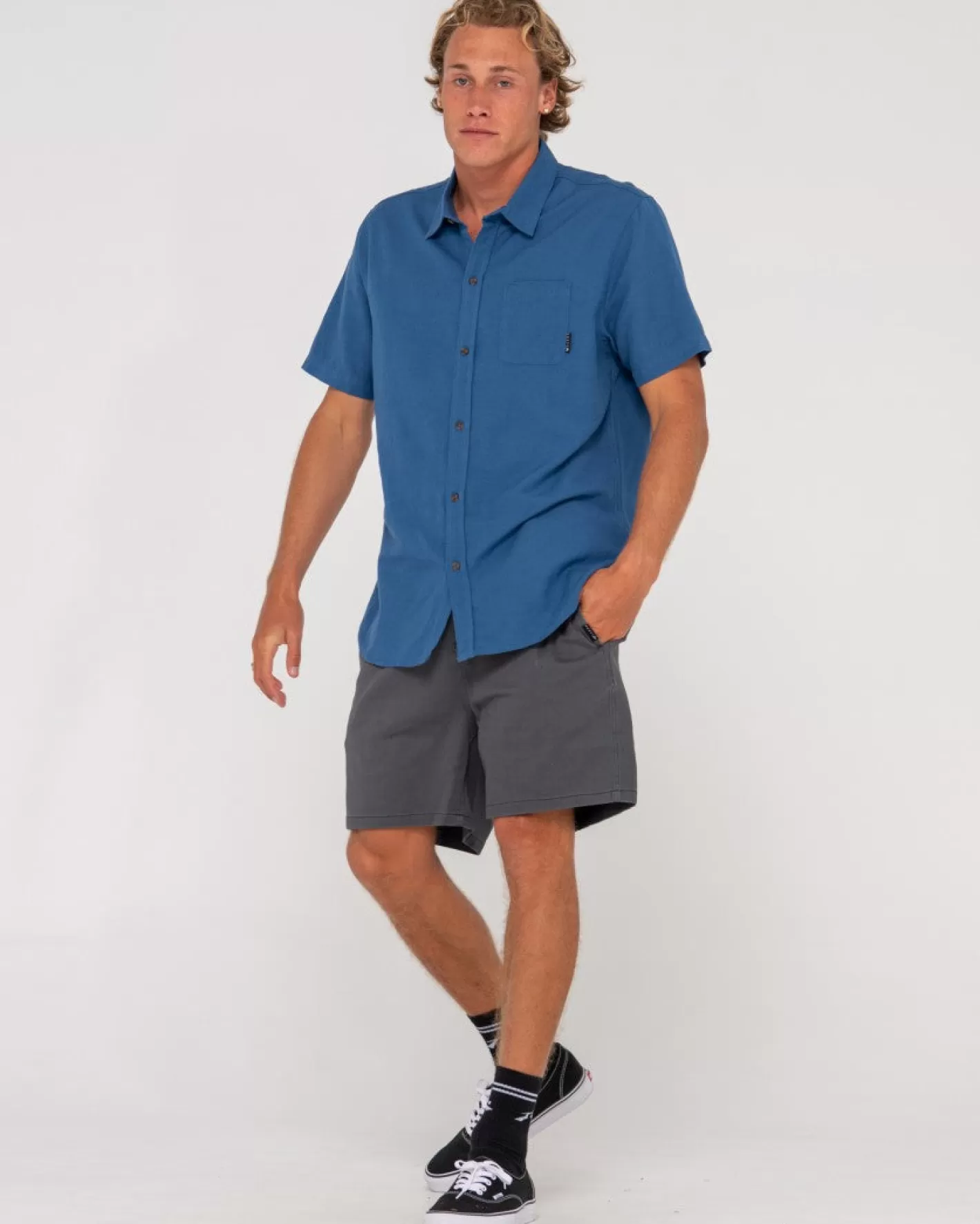 Hombre Rusty Camisa De Lino De Manga Corta Overtone