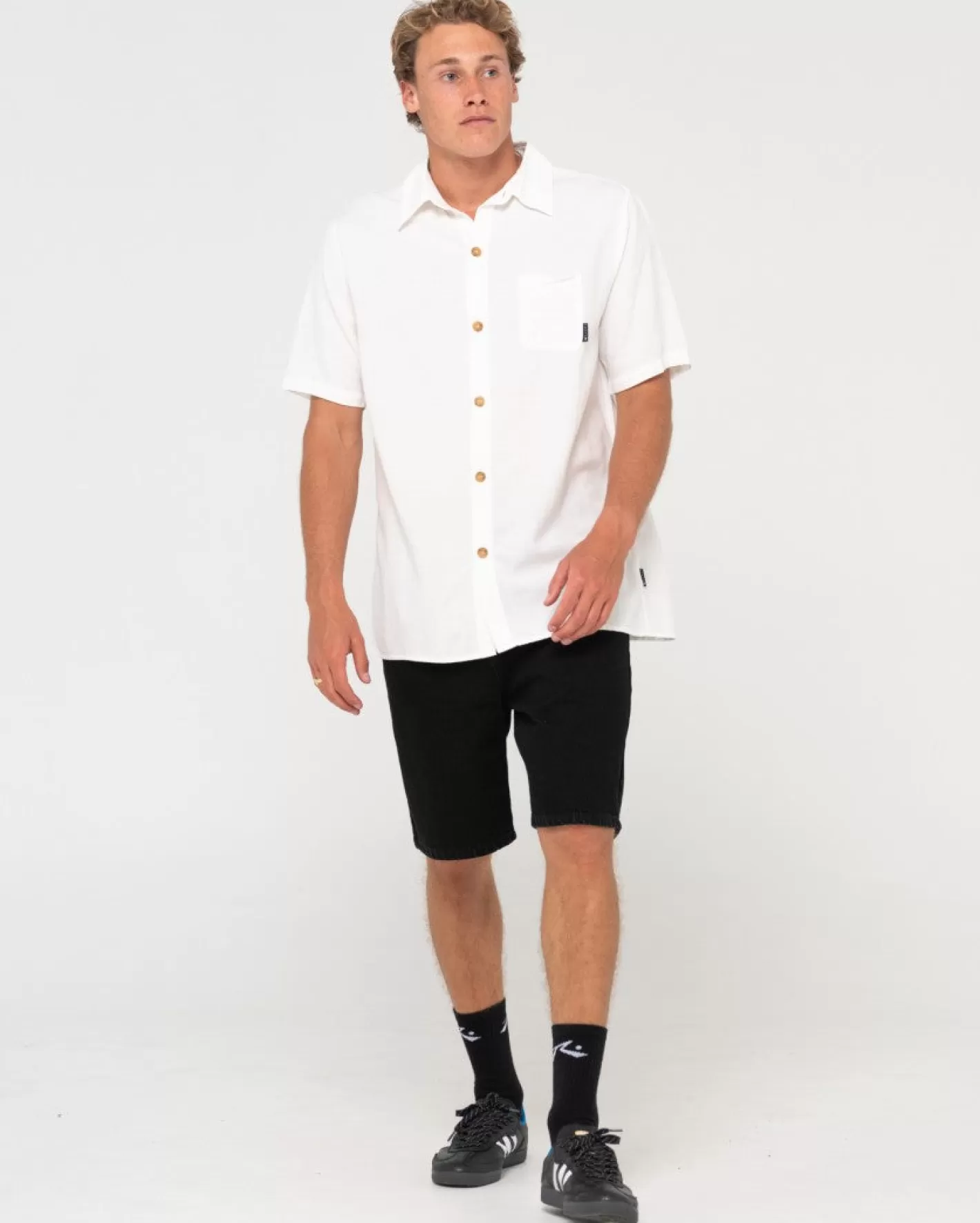 Hombre Rusty Camisa De Lino De Manga Corta Overtone