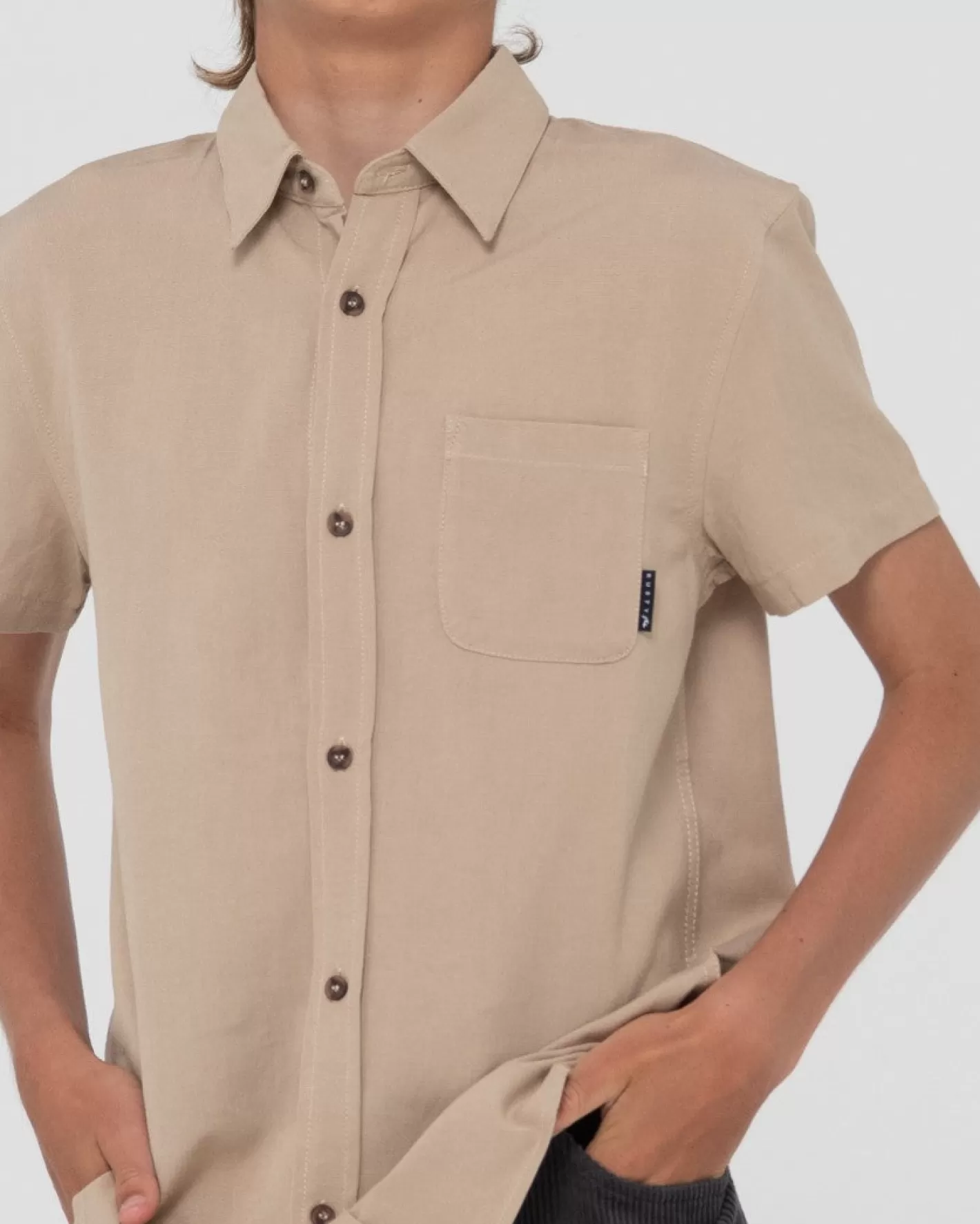Niños Rusty Camisa De Lino De Manga Corta Overtone Para Niños