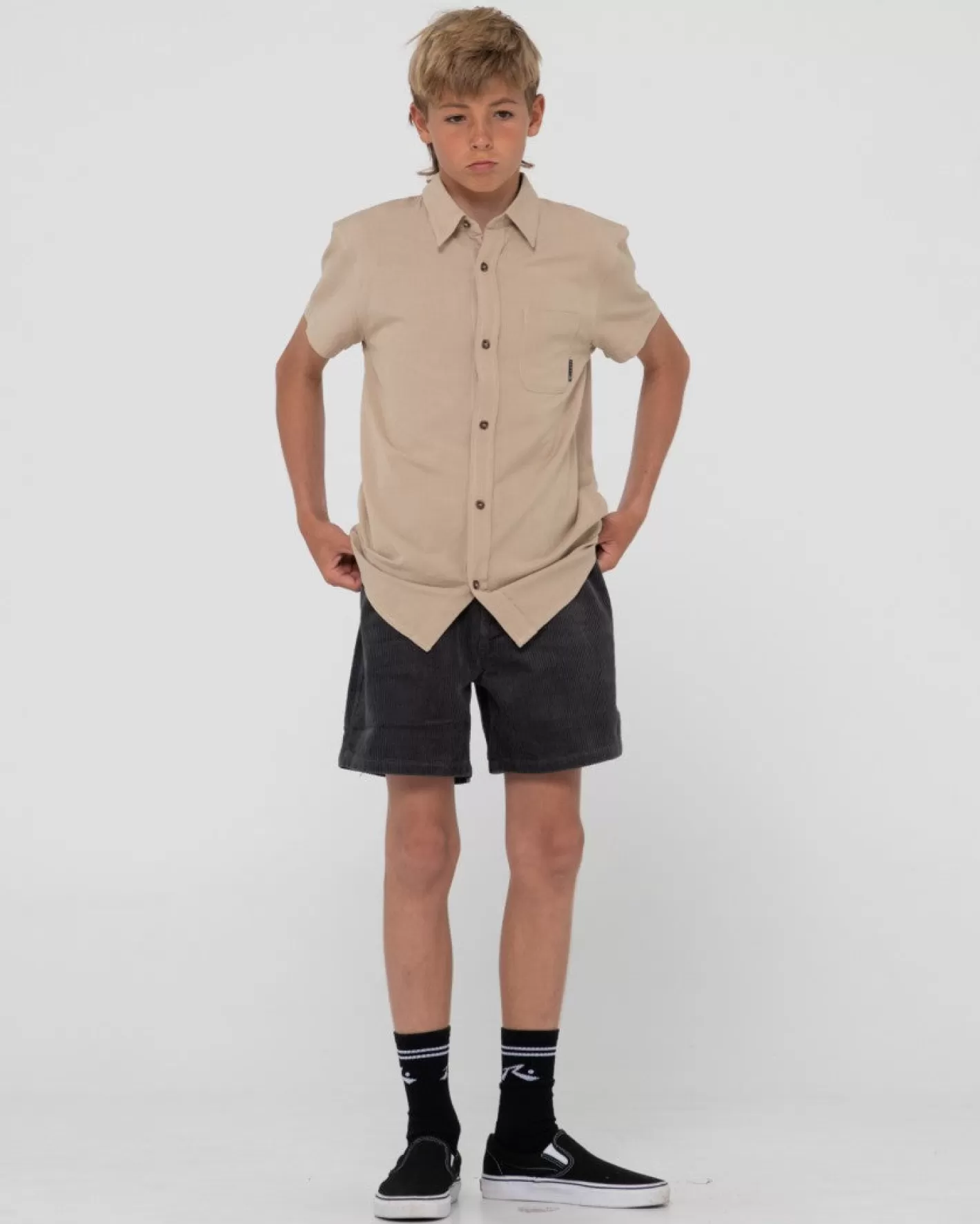 Niños Rusty Camisa De Lino De Manga Corta Overtone Para Niños