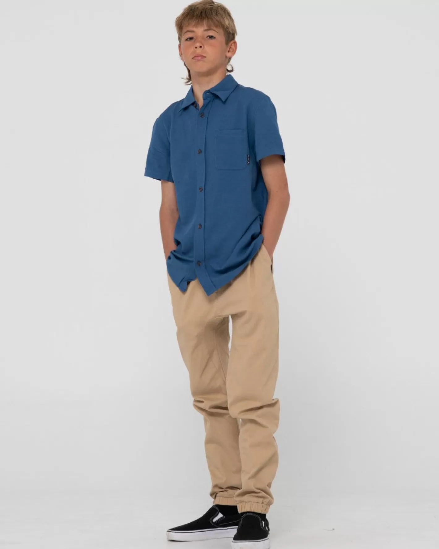 Niños Rusty Camisa De Lino De Manga Corta Overtone Para Niños