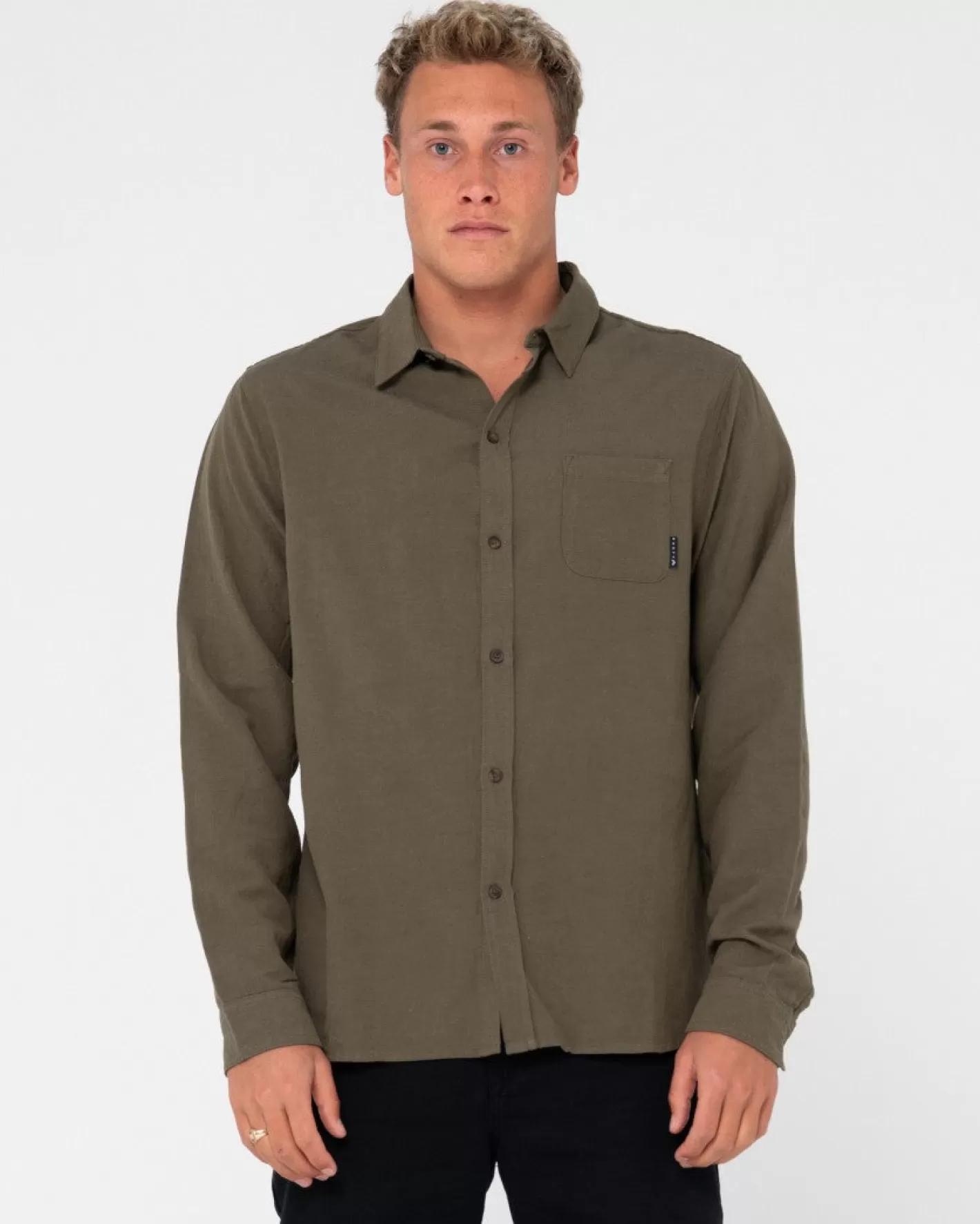 Hombre Rusty Camisa De Lino De Manga Larga Overtone