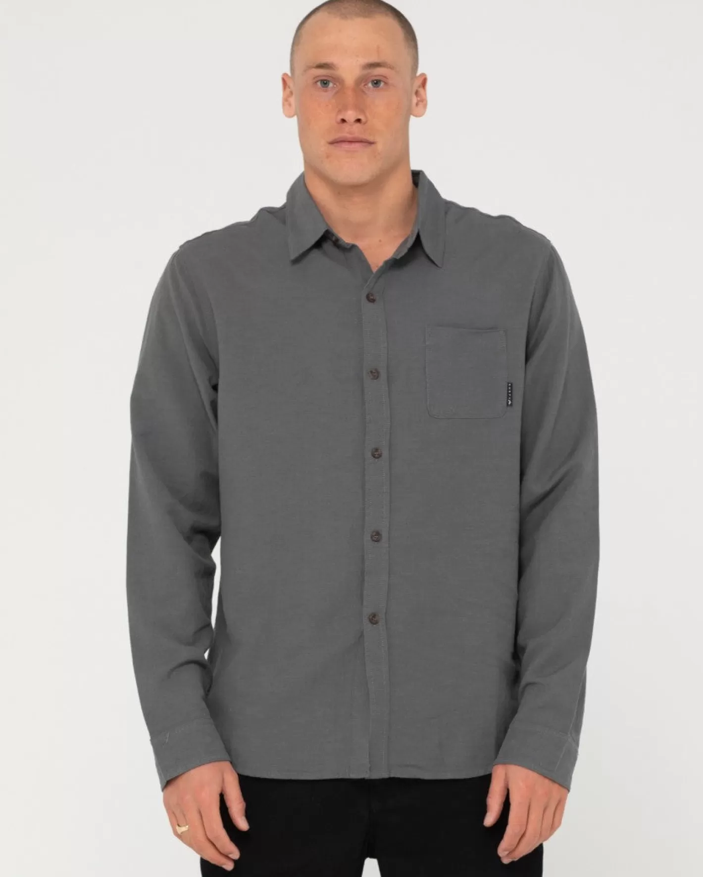 Hombre Rusty Camisa De Lino De Manga Larga Overtone