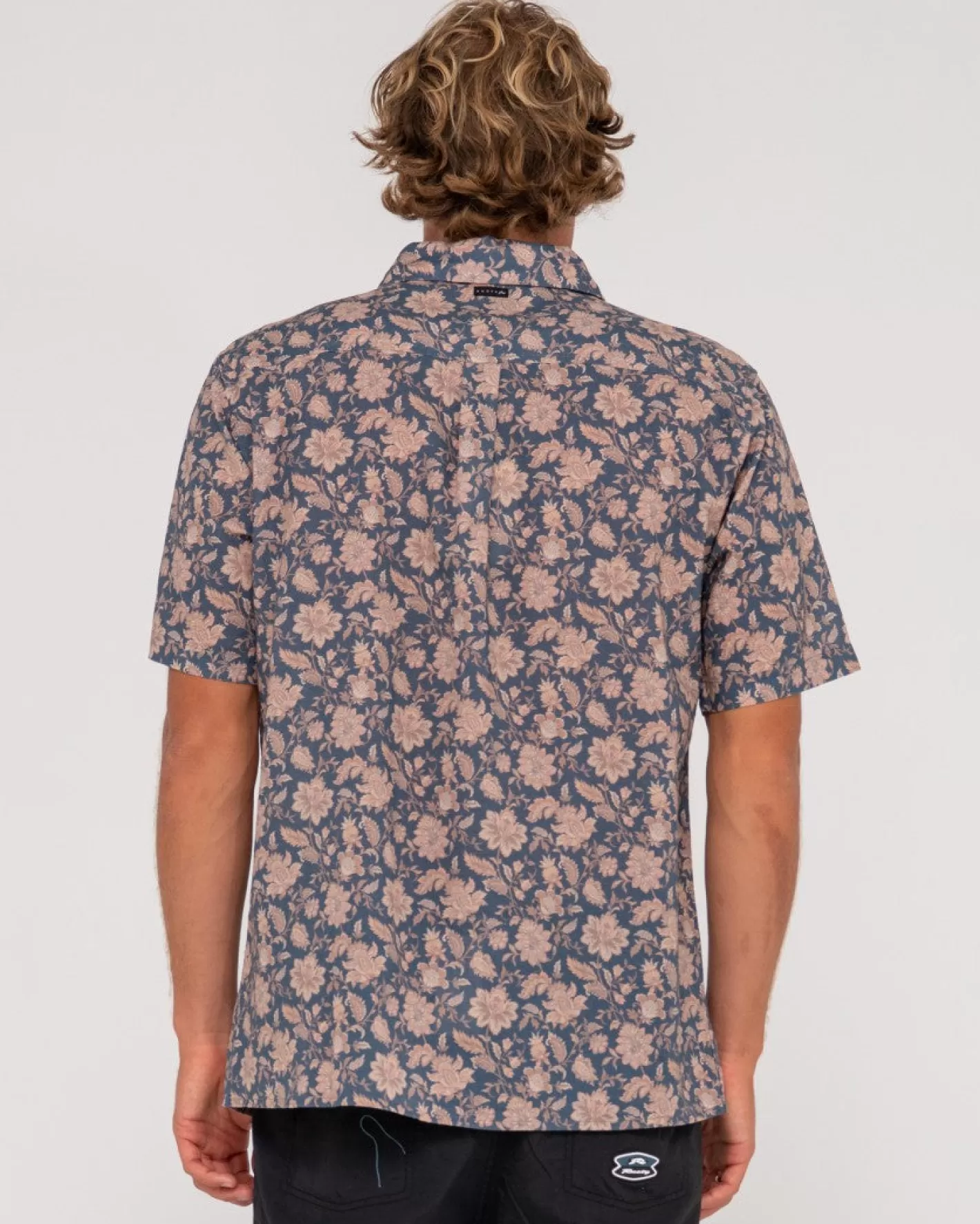 Hombre Rusty Camisa De Manga Corta De Corte Relajado Mosaic Ramie
