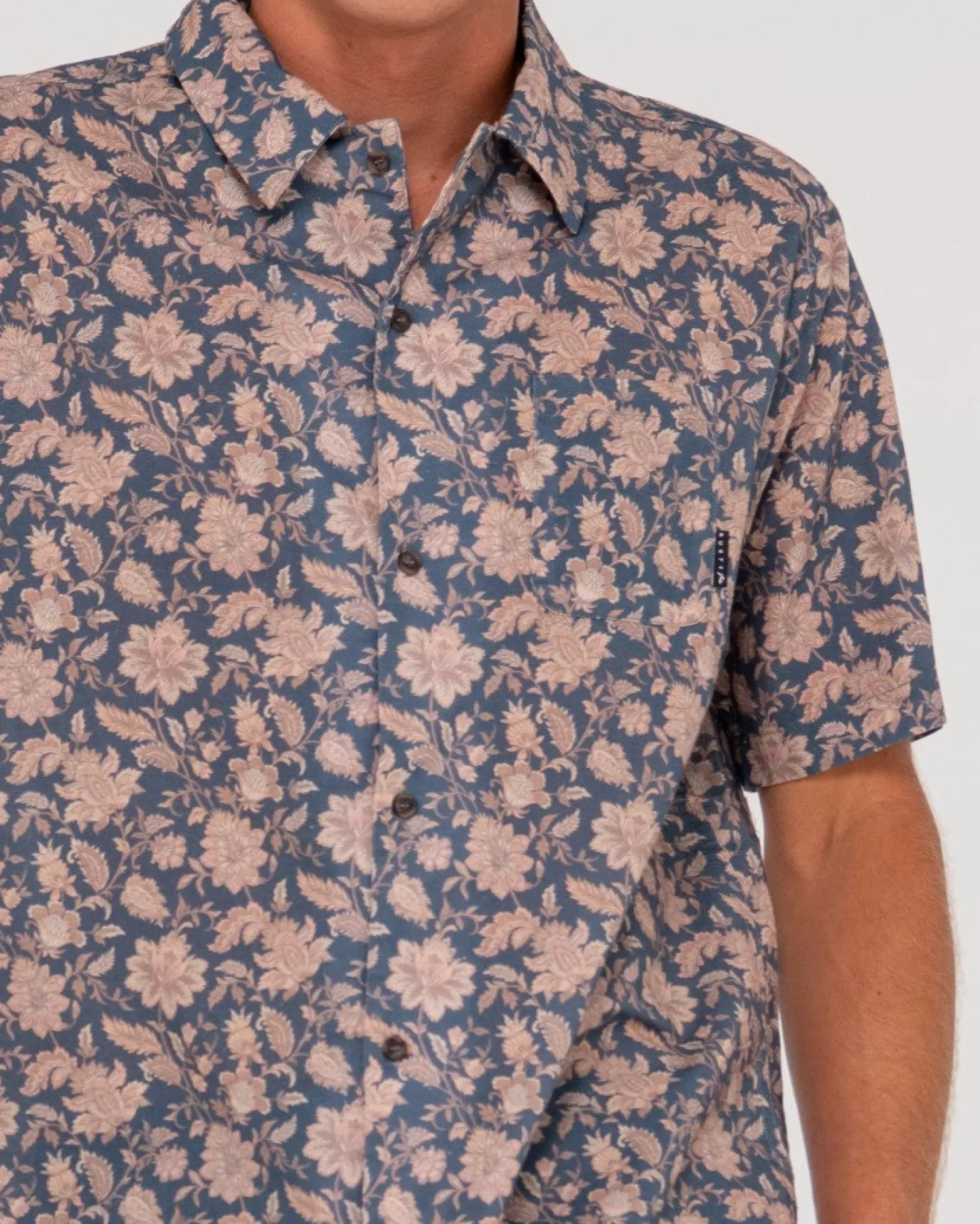 Hombre Rusty Camisa De Manga Corta De Corte Relajado Mosaic Ramie
