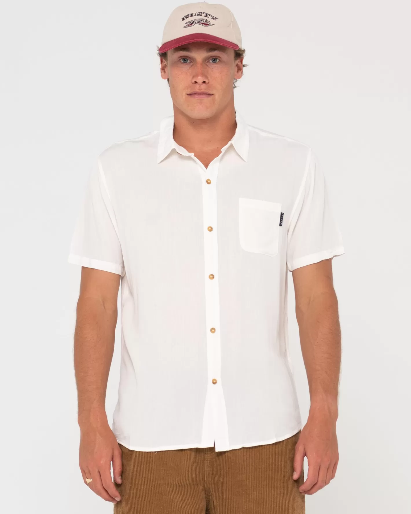 Hombre Rusty Camisa De Rayon De Manga Corta Razor Blade