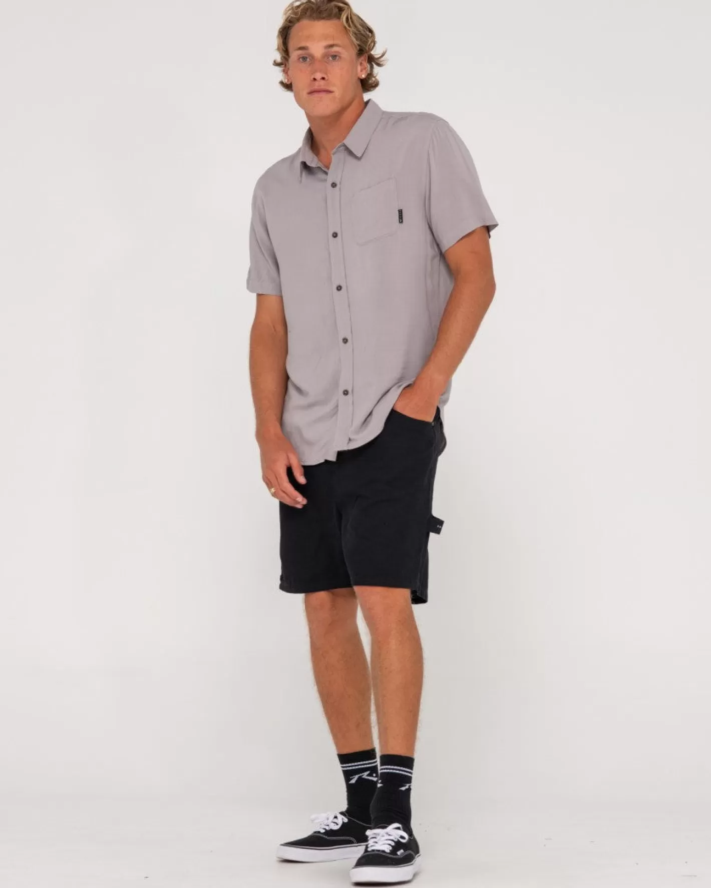 Hombre Rusty Camisa De Rayon De Manga Corta Razor Blade