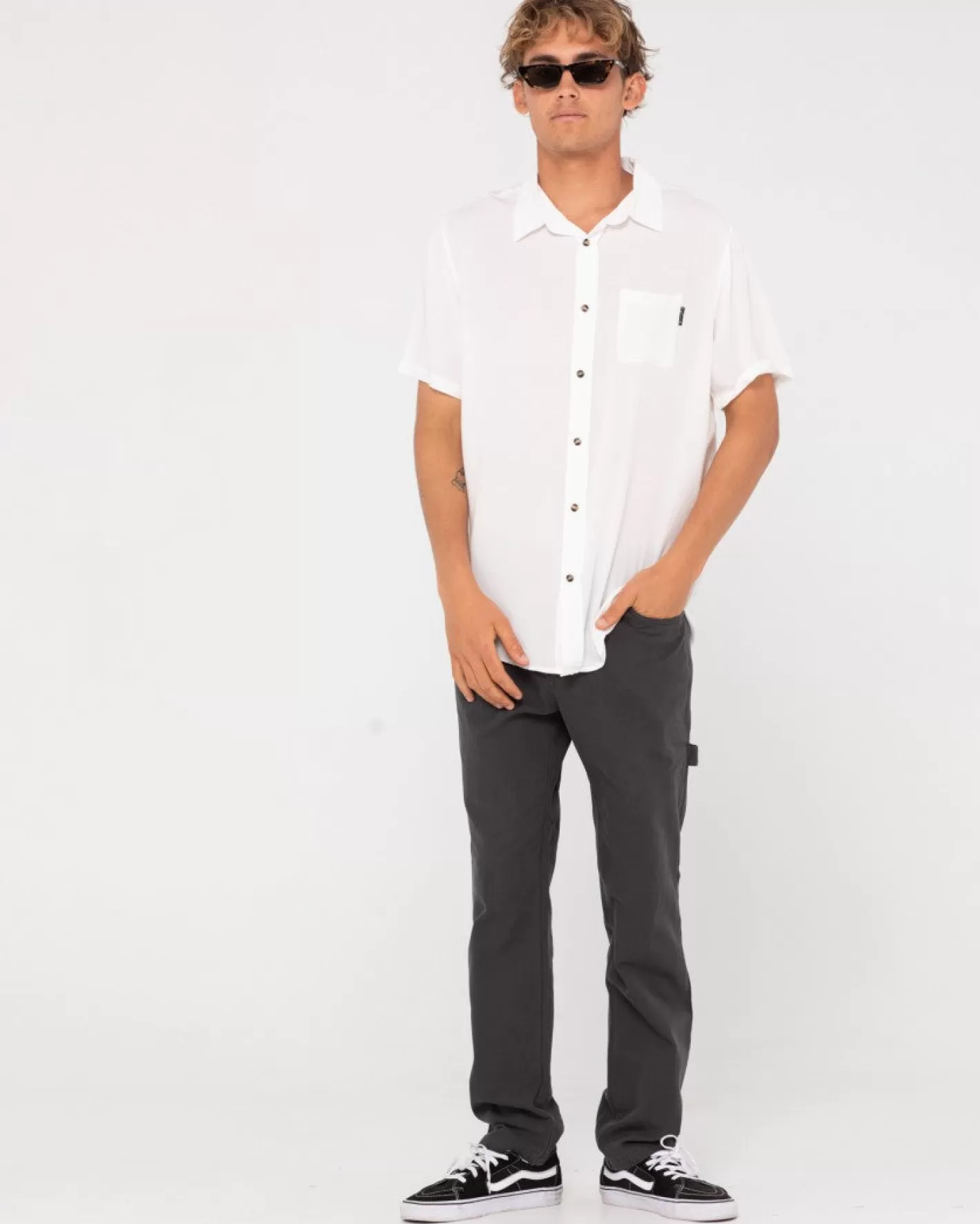Hombre Rusty Camisa De Rayon De Manga Corta Razor Blade