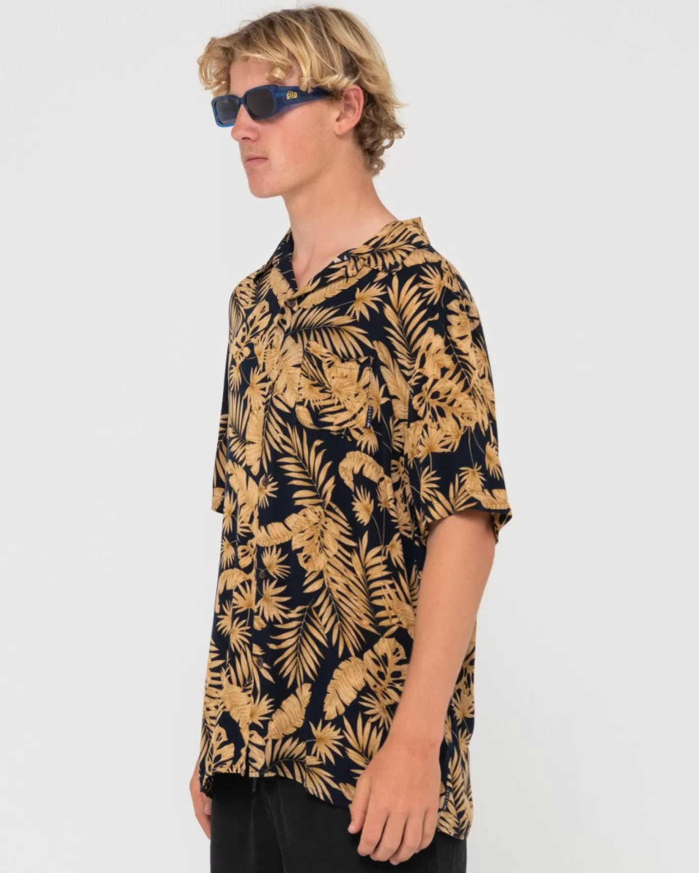 Hombre Rusty Camisa Estampada De Manga Corta Night Swim