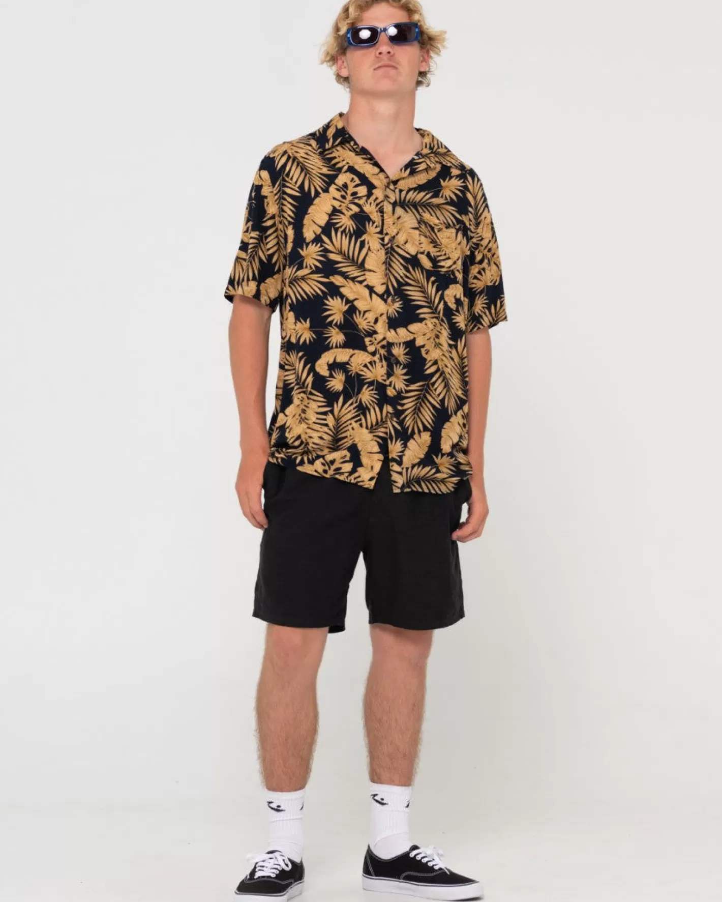 Hombre Rusty Camisa Estampada De Manga Corta Night Swim