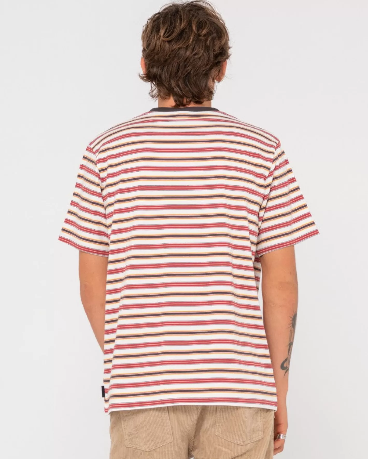 Hombre Rusty Camiseta A Rayas De Manga Corta Noble