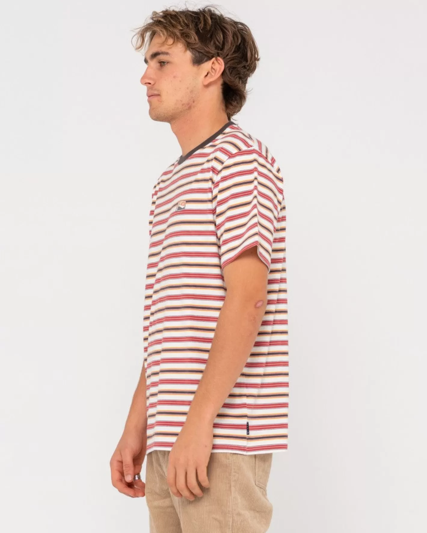 Hombre Rusty Camiseta A Rayas De Manga Corta Noble