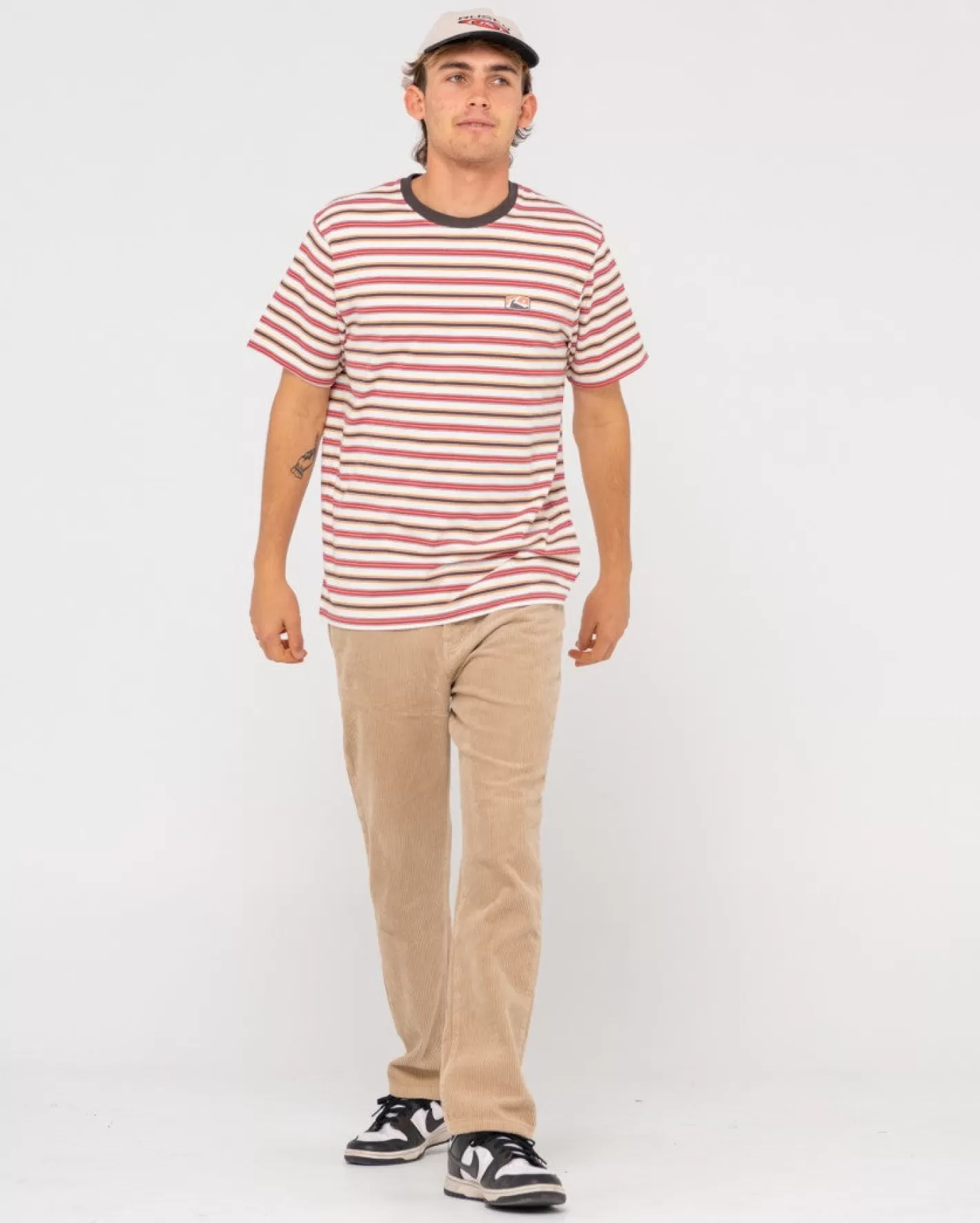 Hombre Rusty Camiseta A Rayas De Manga Corta Noble