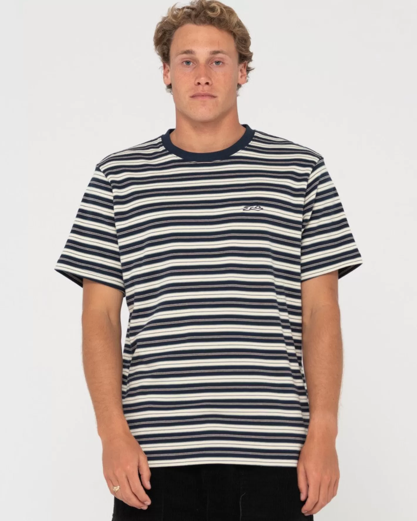 Hombre Rusty Camiseta De Manga Corta A Rayas Biscuits