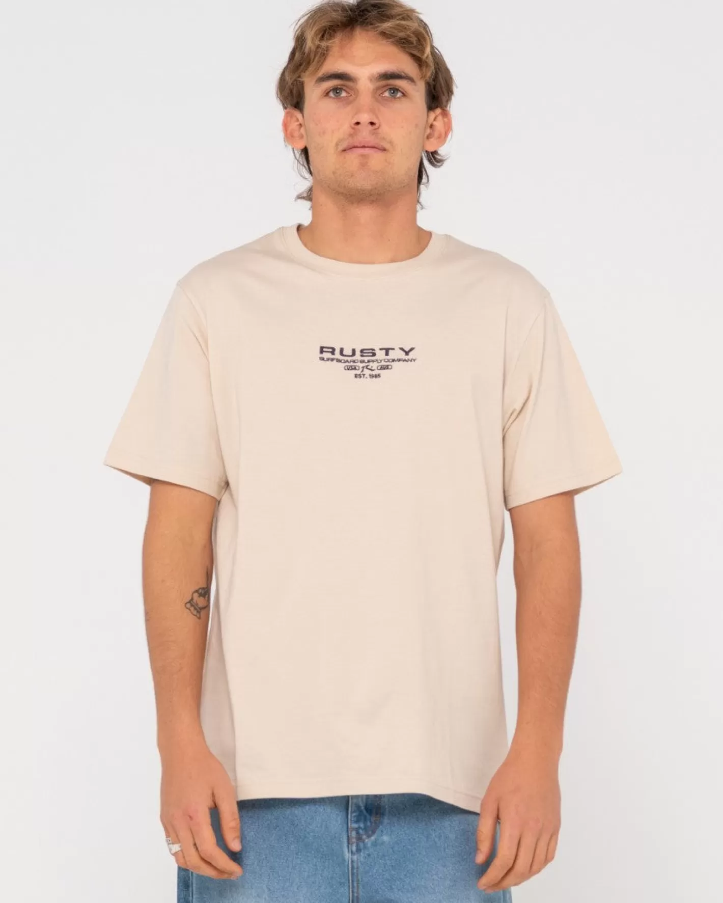 Hombre Rusty Camiseta De Manga Corta Bordada Ho-Stack