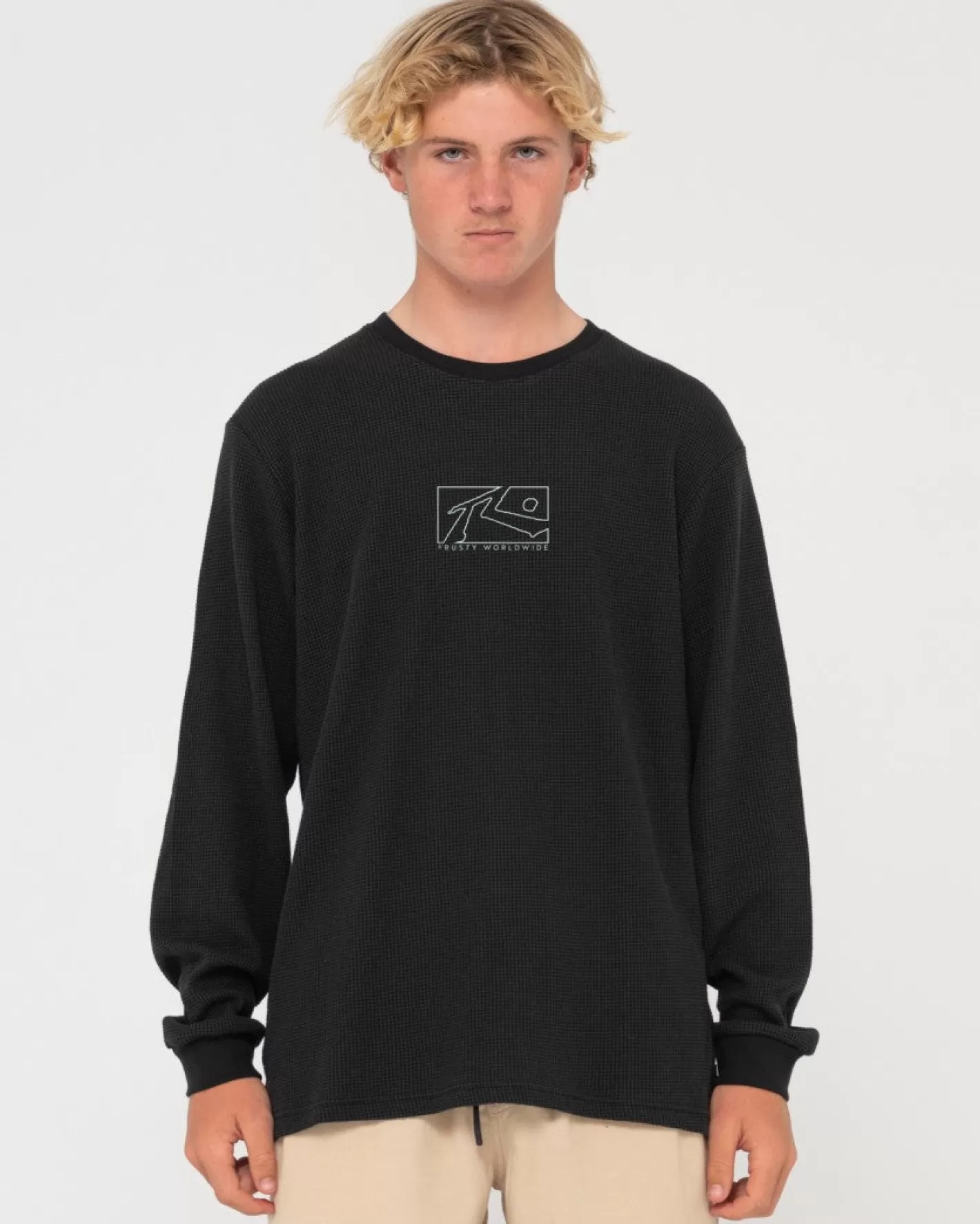 Hombre Rusty Camiseta De Manga Larga Con Diseno Tipo Gofre En Caja