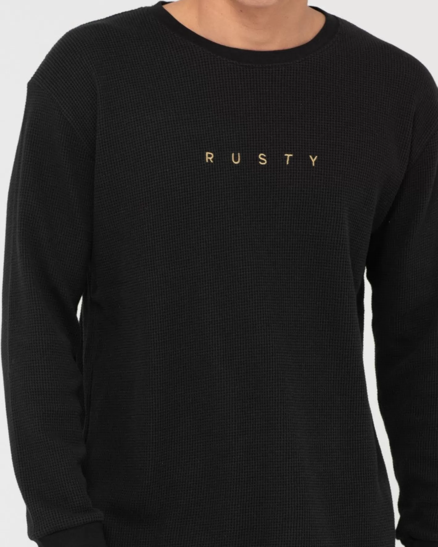 Hombre Rusty Camiseta De Manga Larga Tipo Gofre De Corte Corto