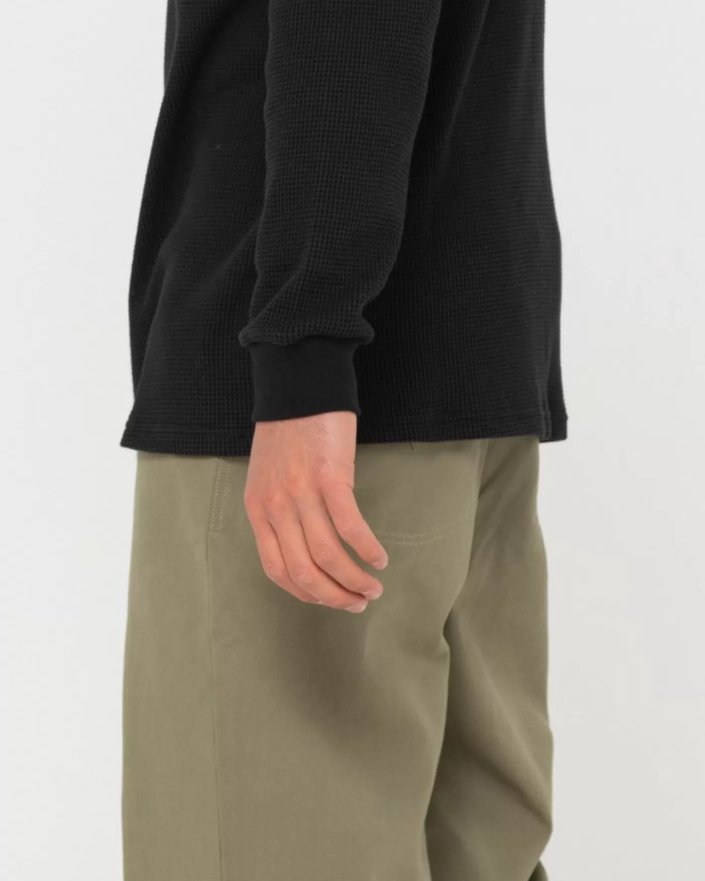 Hombre Rusty Camiseta De Manga Larga Tipo Gofre De Corte Corto