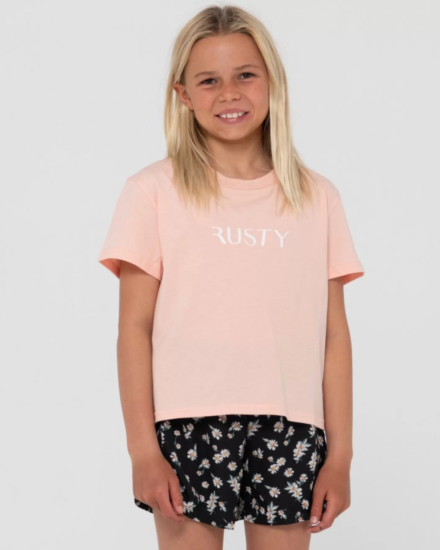 Niños Rusty Camiseta Holgada Con Grafico De La Firma Para Ninas