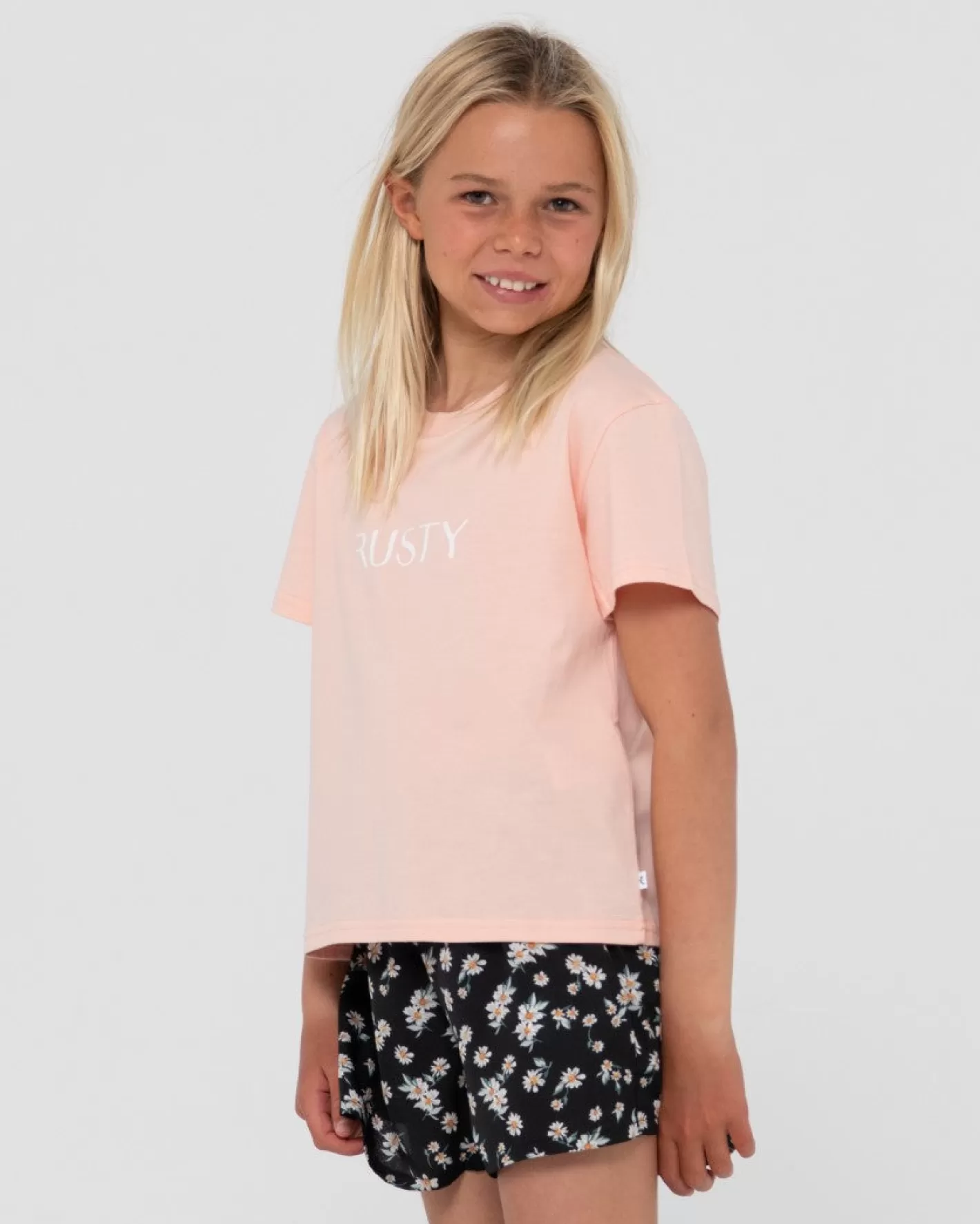 Niños Rusty Camiseta Holgada Con Grafico De La Firma Para Ninas