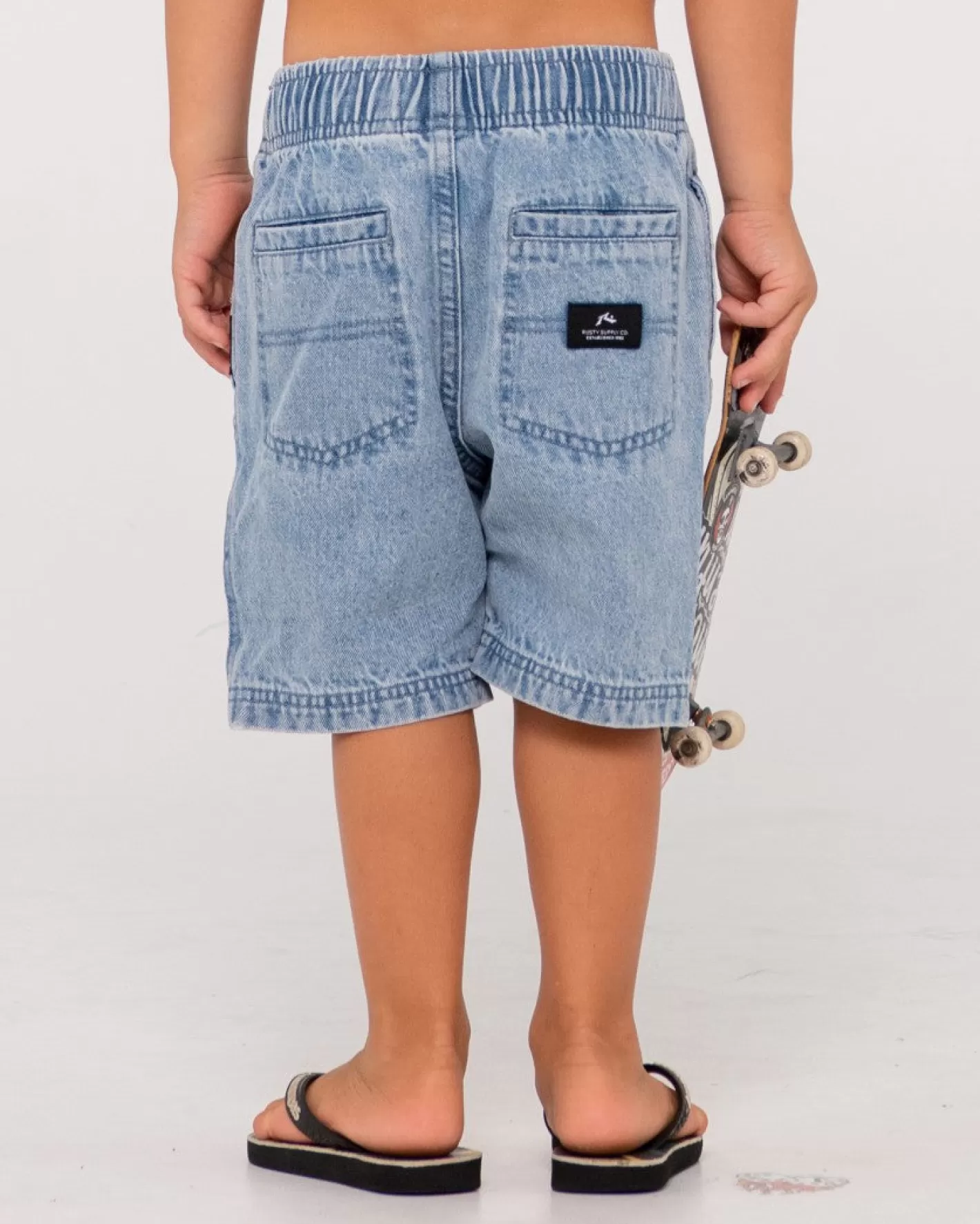 Niños Rusty Carpeta Manila Short Corto Elastico Denim