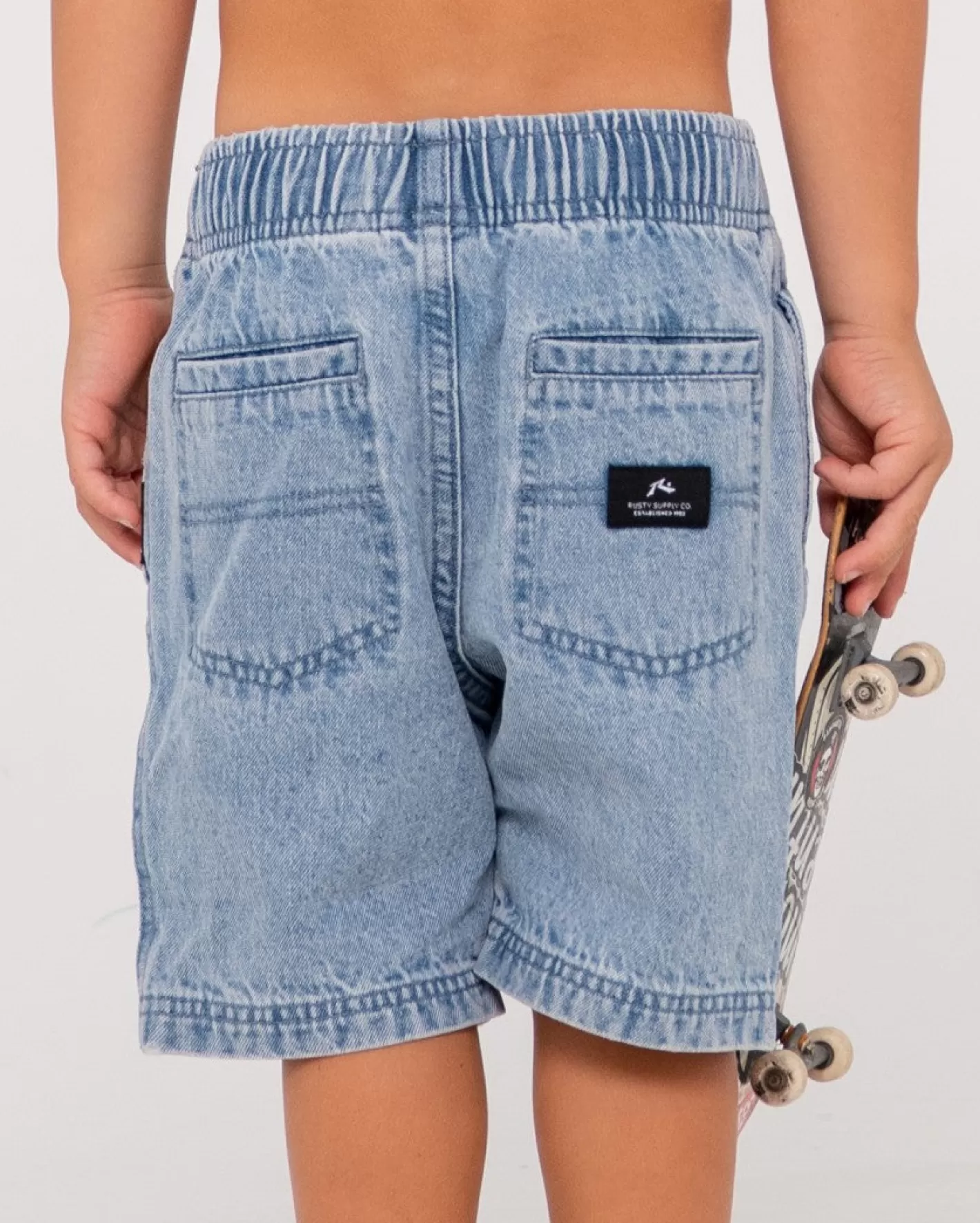 Niños Rusty Carpeta Manila Short Corto Elastico Denim