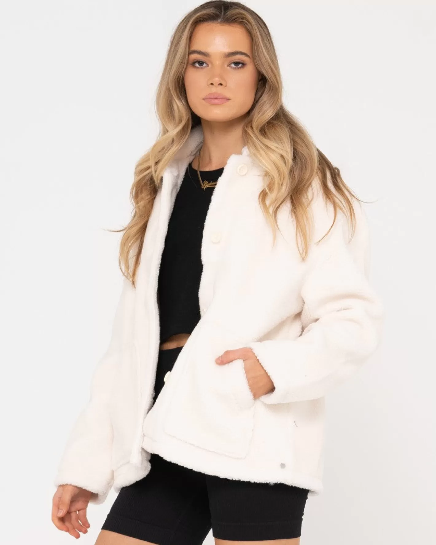 Mujer Rusty Chaqueta Con Botones Color Avellana