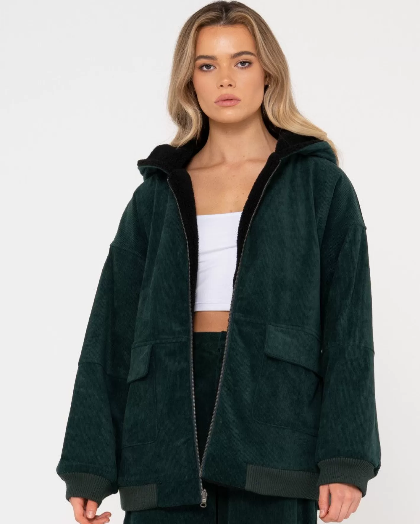 Mujer Rusty Chaqueta De Pana Reversible Con Cremallera De Gables