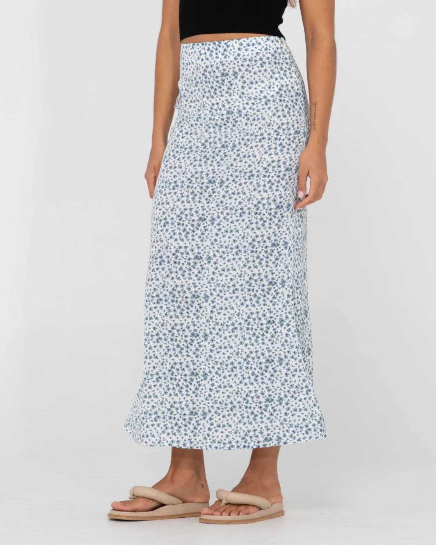 Mujer Rusty Falda Midi De Talle Alto Con Estampado Floral De Balnear