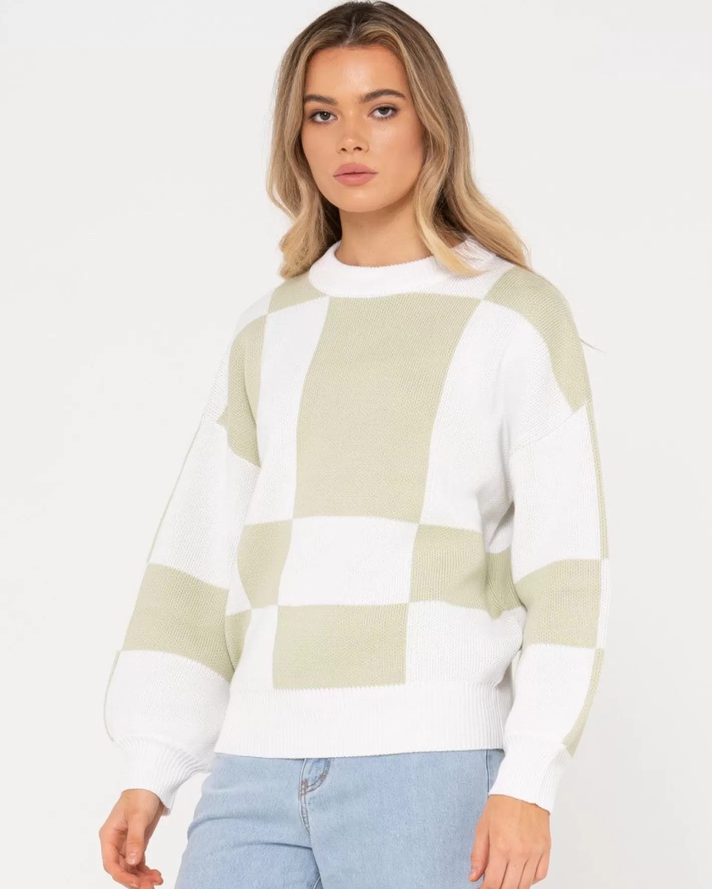 Mujer Rusty Jersey De Punto Con Cuello Redondo En Contraste Dora