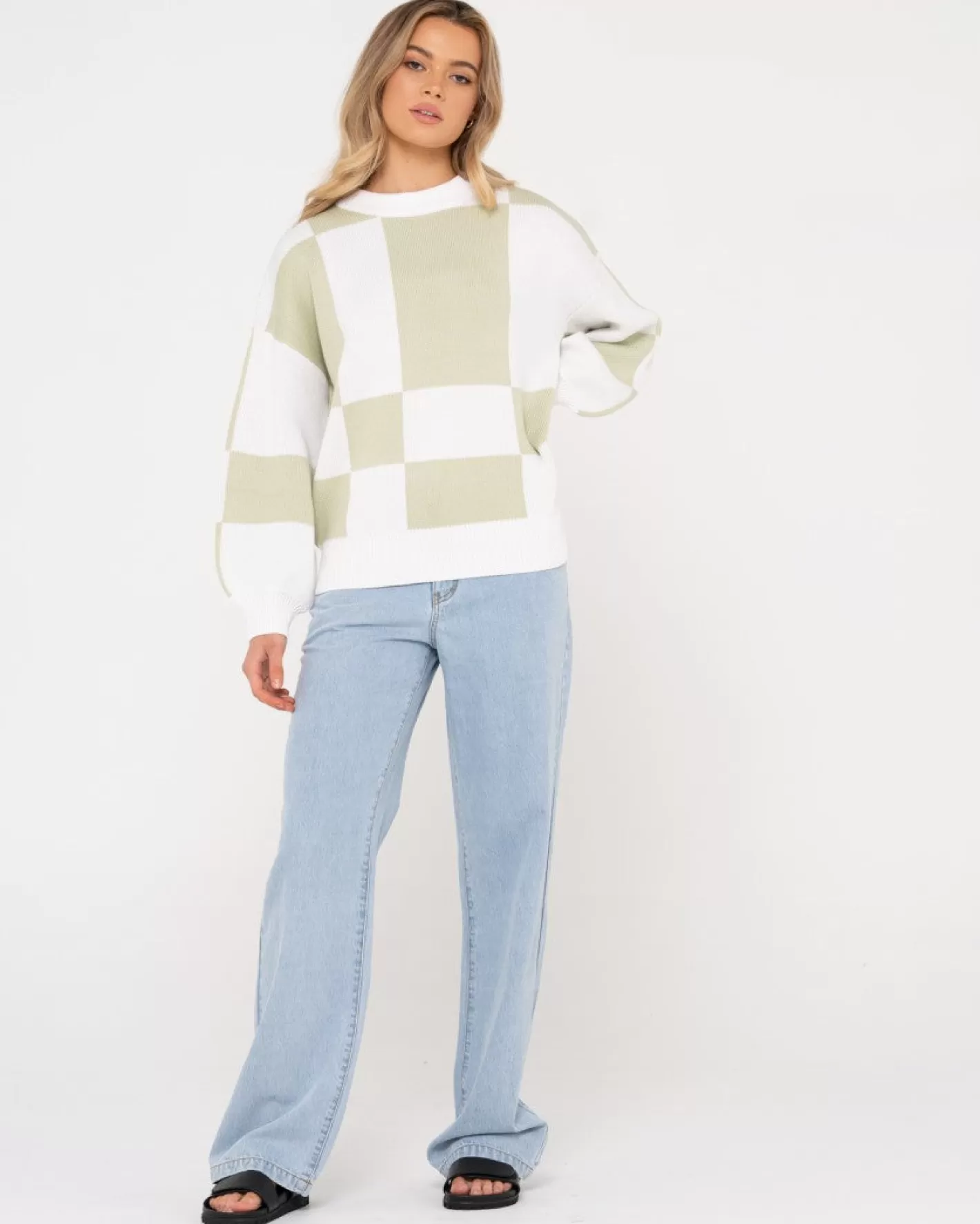 Mujer Rusty Jersey De Punto Con Cuello Redondo En Contraste Dora
