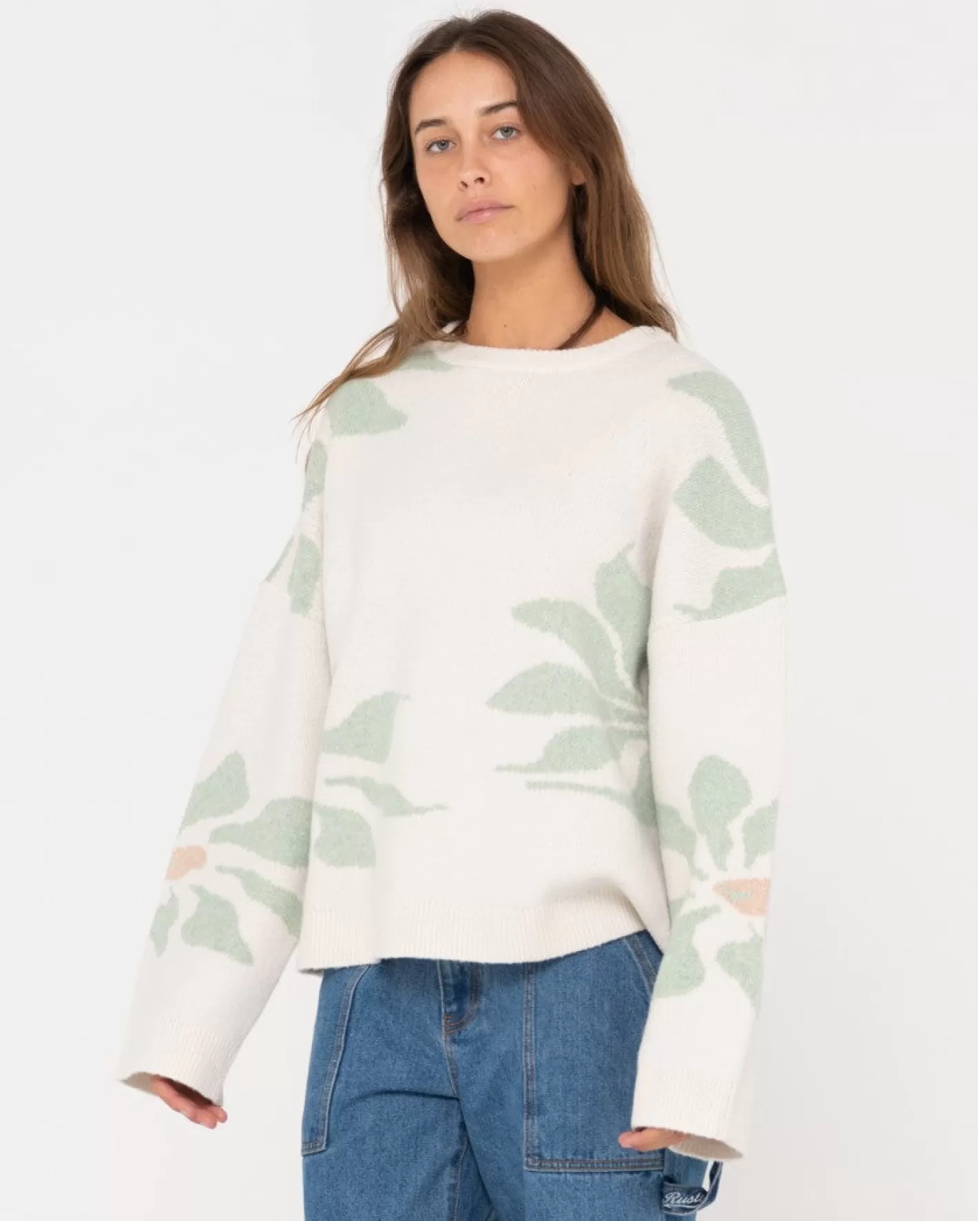 Mujer Rusty Jersey De Punto Con Cuello Redondo Y Ajuste Relajado De Lily