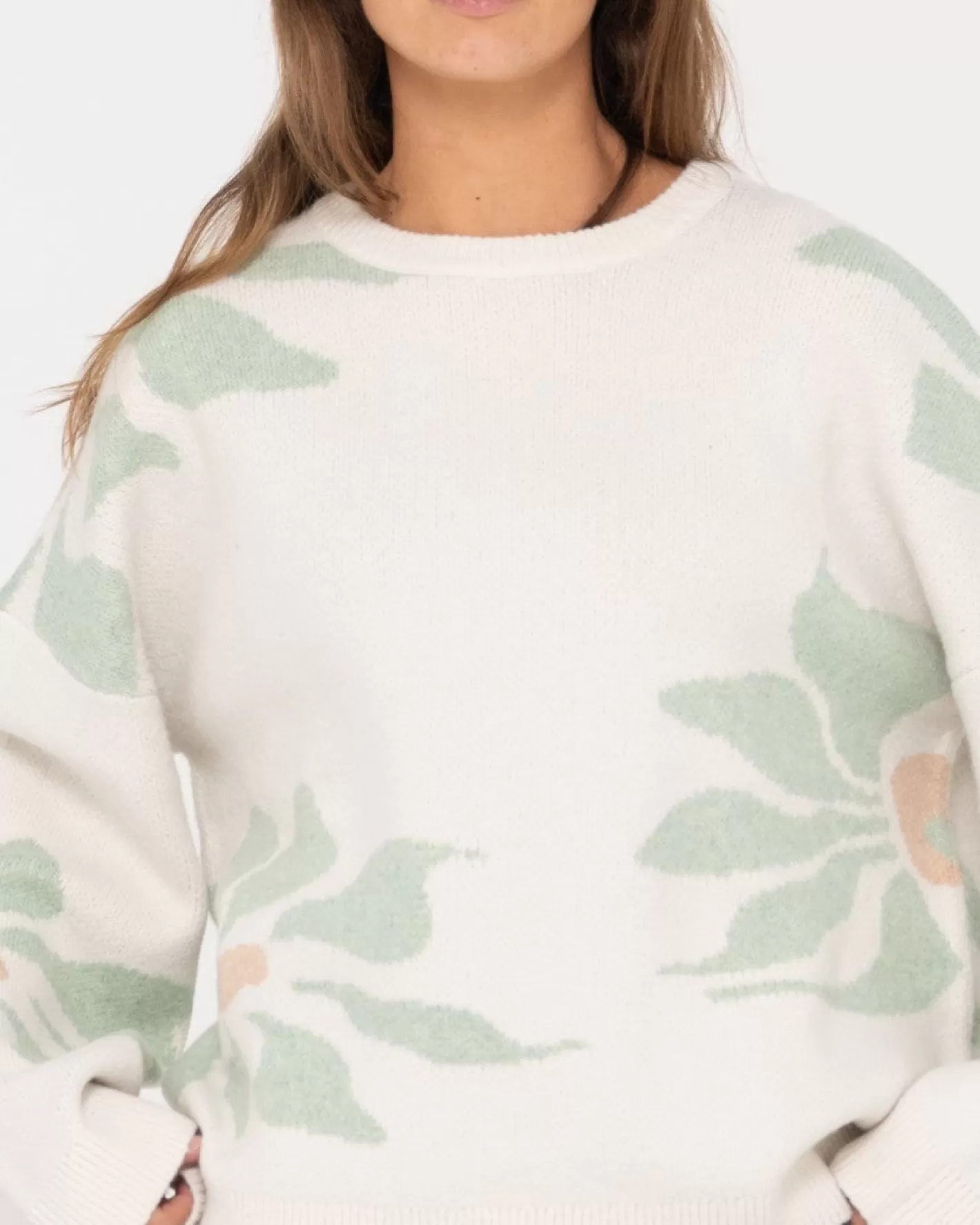 Mujer Rusty Jersey De Punto Con Cuello Redondo Y Ajuste Relajado De Lily