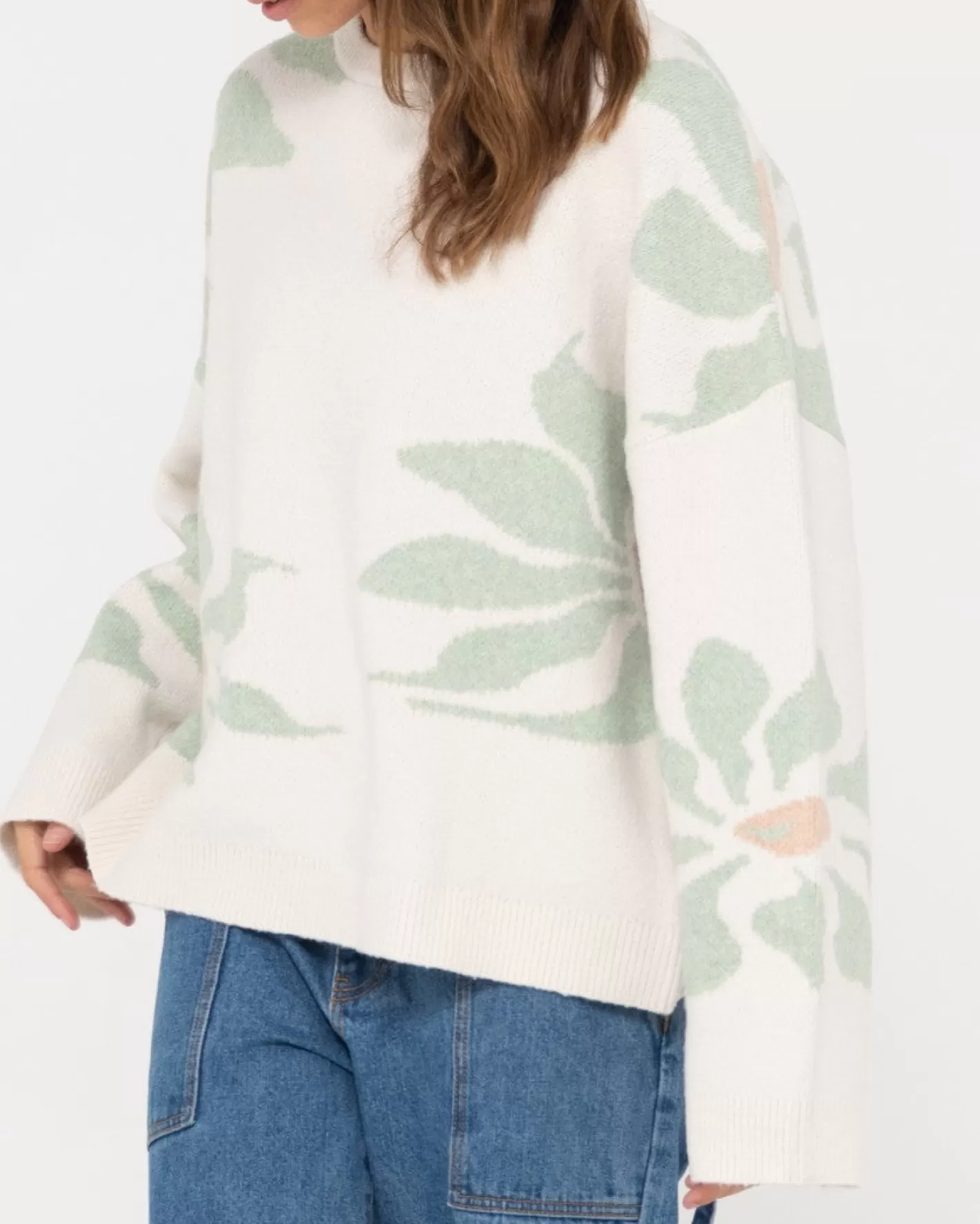 Mujer Rusty Jersey De Punto Con Cuello Redondo Y Ajuste Relajado De Lily