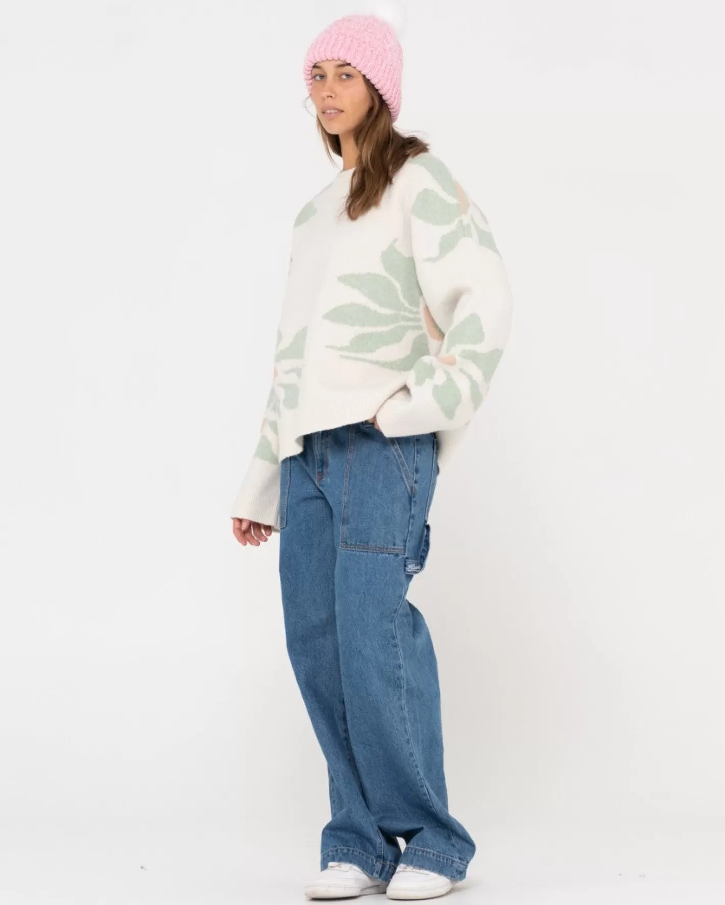 Mujer Rusty Jersey De Punto Con Cuello Redondo Y Ajuste Relajado De Lily