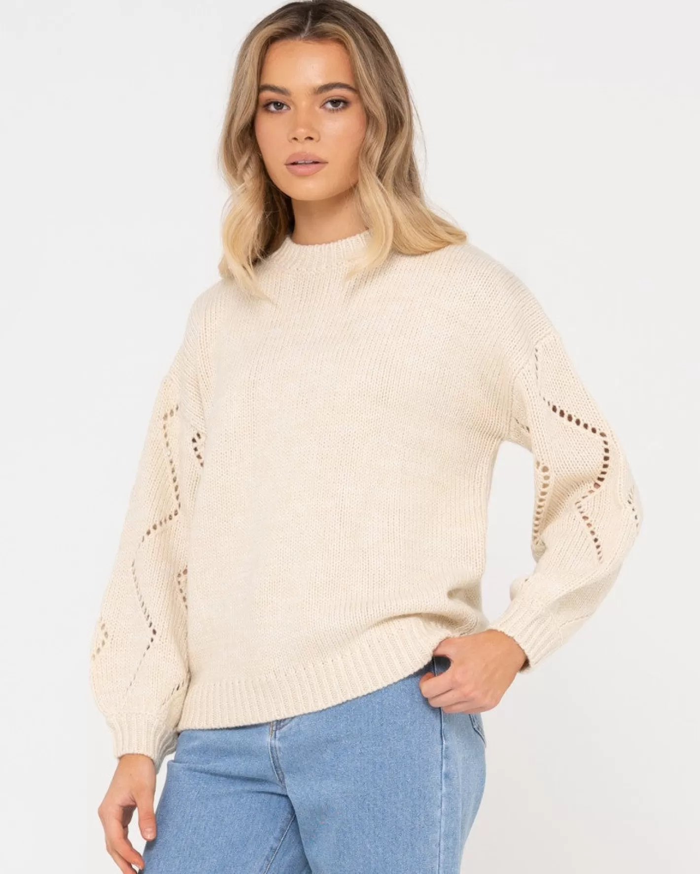 Mujer Rusty Jersey De Punto Con Cuello Redondo Y Ajuste Relajado Rossie