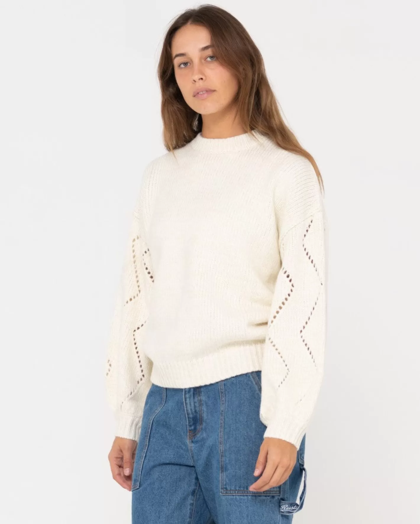 Mujer Rusty Jersey De Punto Con Cuello Redondo Y Ajuste Relajado Rossie