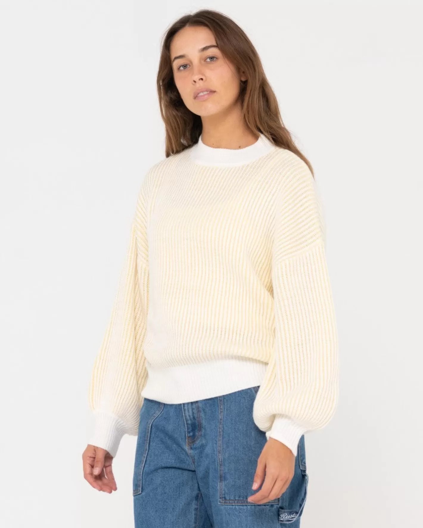 Mujer Rusty Jersey De Punto Con Cuello Simulado Y Ajuste Relajado De Ora