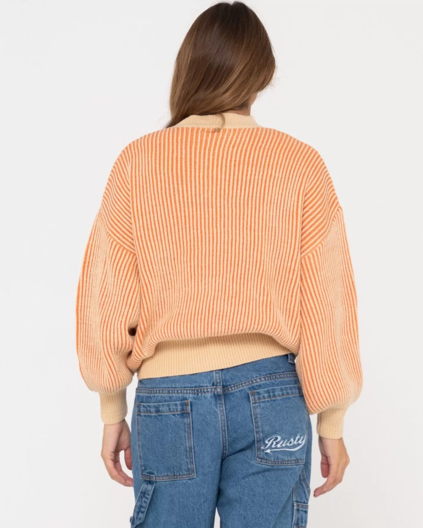 Mujer Rusty Jersey De Punto Con Cuello Simulado Y Ajuste Relajado De Ora