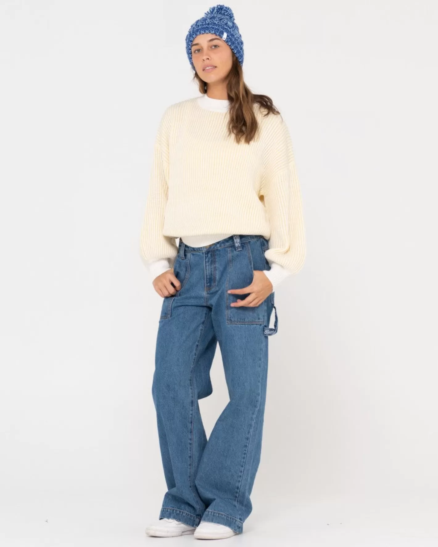 Mujer Rusty Jersey De Punto Con Cuello Simulado Y Ajuste Relajado De Ora